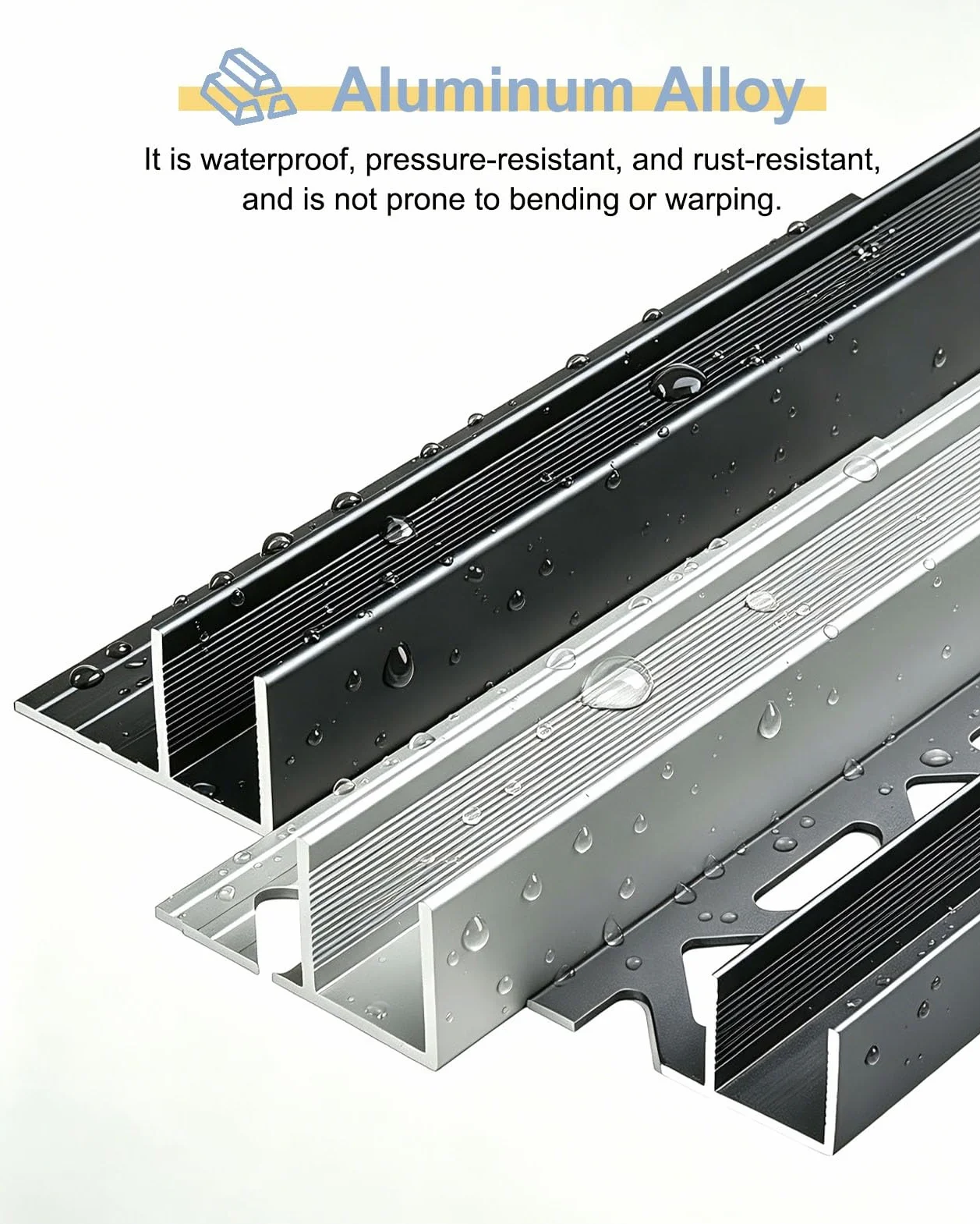 Profil Typu U do Szkła Profil Aluminiowy Typu F do Szkła Bezramowego | Profil Mocujący Krawędź, Szczelina Montażowa Ścianki Działowej w Łazience(Black,L2.6m(8.5ft))