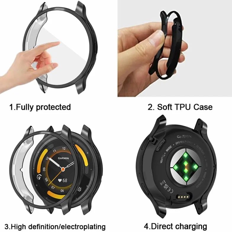 Metalowy pasek do zegarka Garmin Venu 3 3s 41 mm 45 mm kompatybilny z Garmin Venu3s osłona ekranu etui TPU miękka osłona zderzak