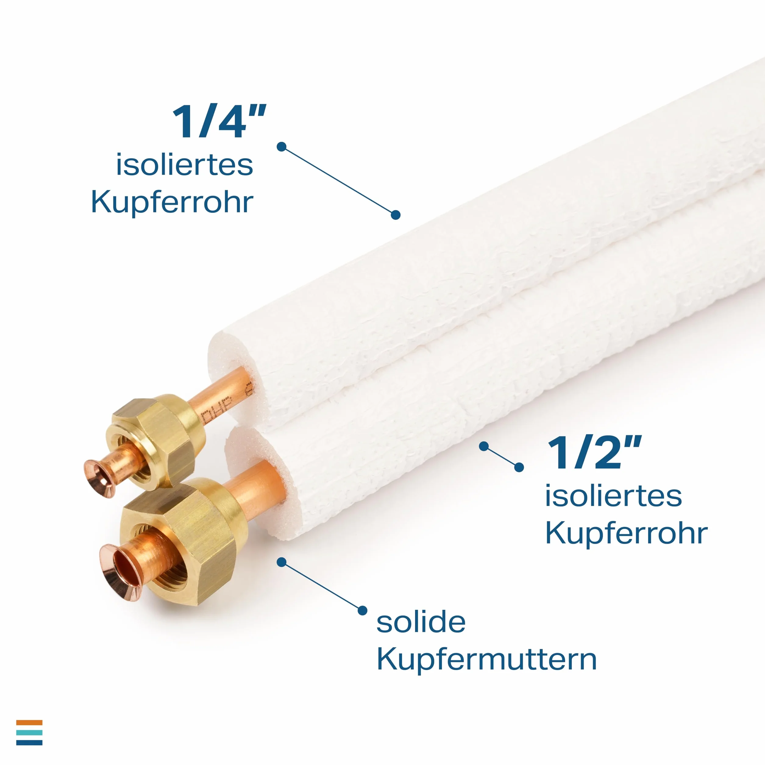 Przewód chłodziwa 1/4" + 1/2", przewody miedziane, izolowana rura miedziana, do 18000 BTU, zestaw montażowy z konsolą ścienną, uchwyt ścienny 465 mm (długość 3 m)