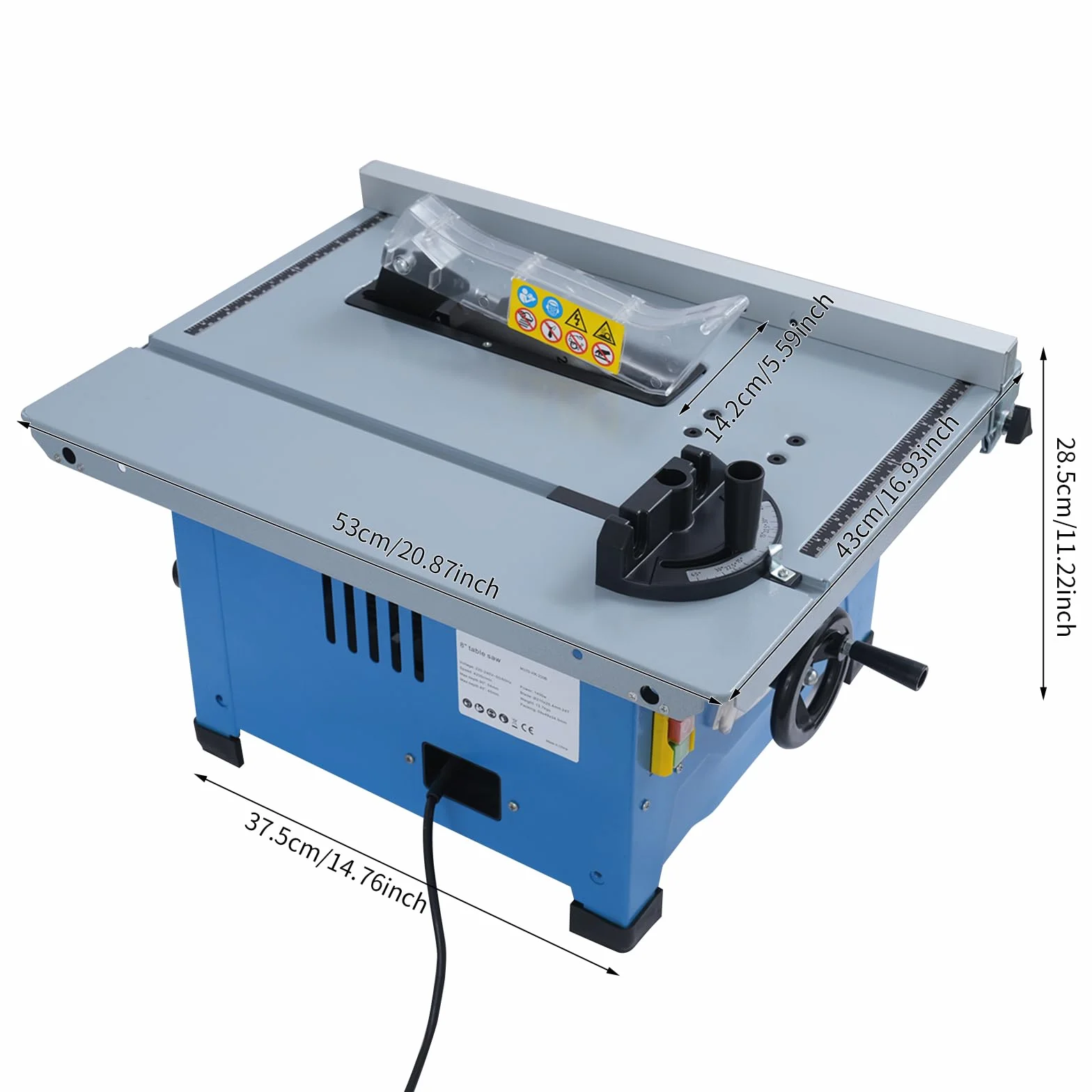 Mini stołowa pilarka tarczowa 1400 W, 4200 obr./min, z poszerzeniem stołu, cięcie 0-45° i głębokość cięcia 54 mm, piła tarczowa z brzeszczotem 210 mm do obróbki drewna i majsterkowiczów