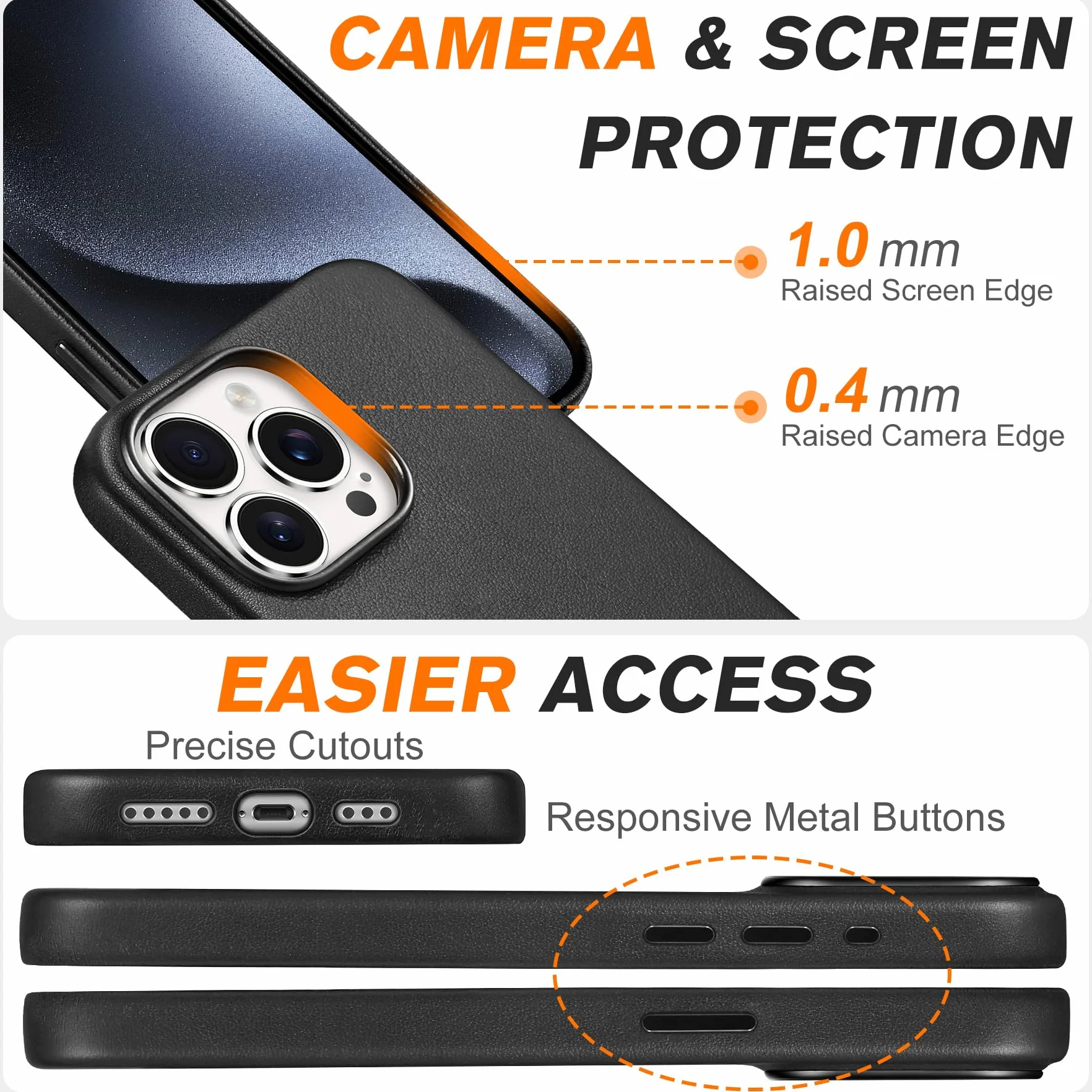 SHIELDON Etui iPhone 15 Pro 6,1" Prawdziwa Skóra Magnetyczne Slim Fit Antyzarysowania Ładowanie Bezprzewodowe Odporne na Wstrząsy Ochronne Czarny