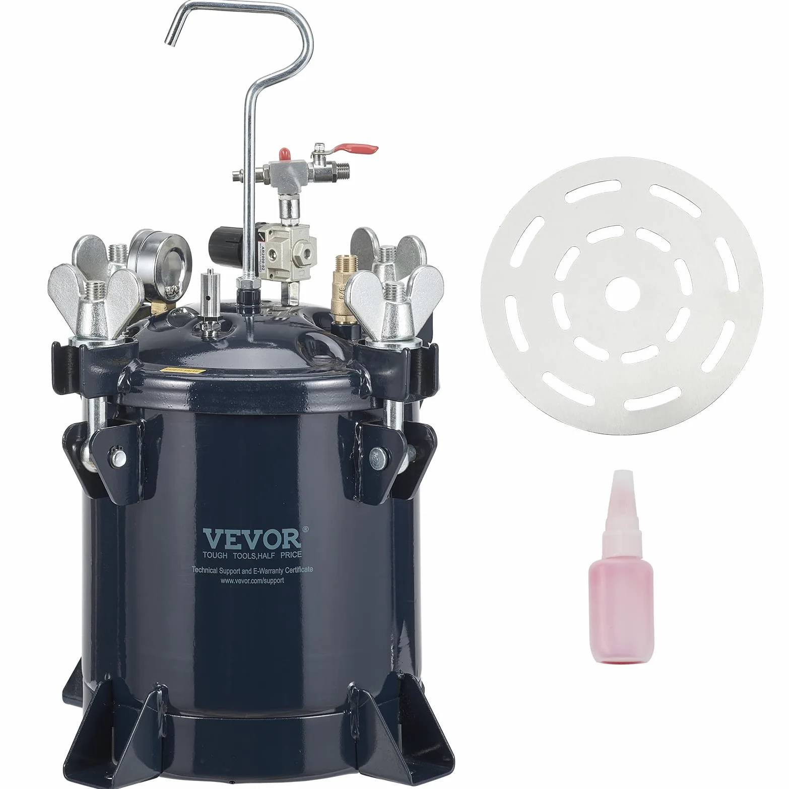 VEVOR Zbiornik ciśnieniowy na farba, pistolet do lakierowania 70 psi, pojemnik na farbę Φ 24 × 25 cm Spray Paint Pressure Pot Tank 10 l