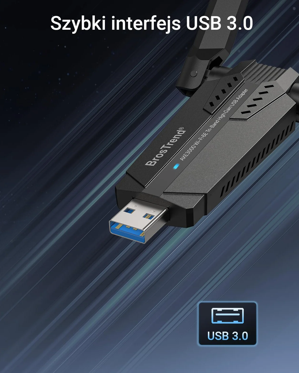 BrosTrend Wi-Fi 6E Linux WiFi Adapter AXE3000, zgodny z systemem Linux WiFi Adapter trójpasmowy bezprzewodowy USB Plug & Play dla Ubuntu, Kali, Fedora, openSUSE, Fedora, Debian, Raspberry Pi itp.