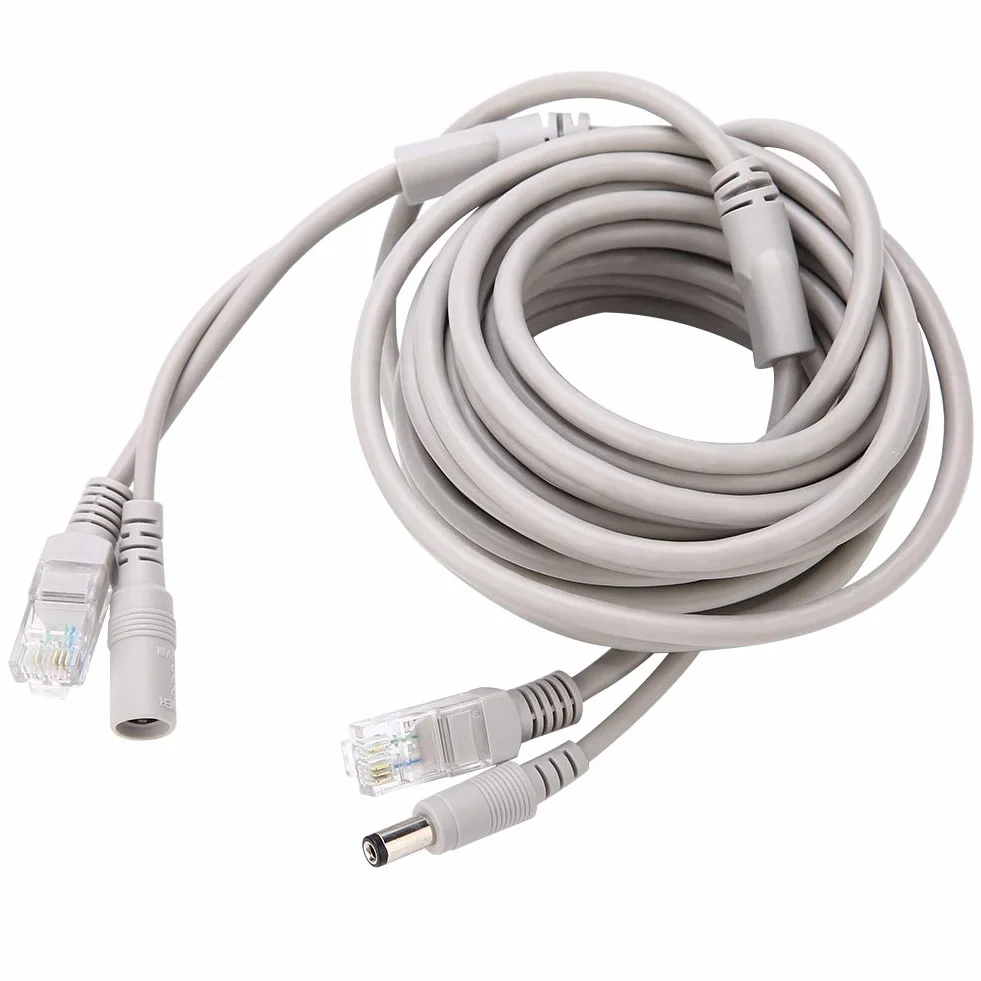 Kabel Ethernet CCTV RJ45+DC 5M Cat 5 10Mbps/100Mbps do monitoringu