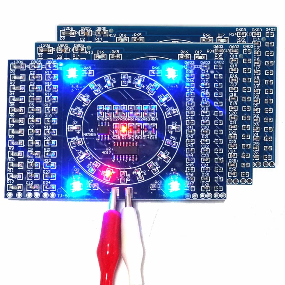 Kyrio Elektroniczny zestaw DIY SMD obracające się migające elementy LED do lutowania tablica do ćwiczeń umiejętności zestaw treningowy elektroniczny zestaw DIY
