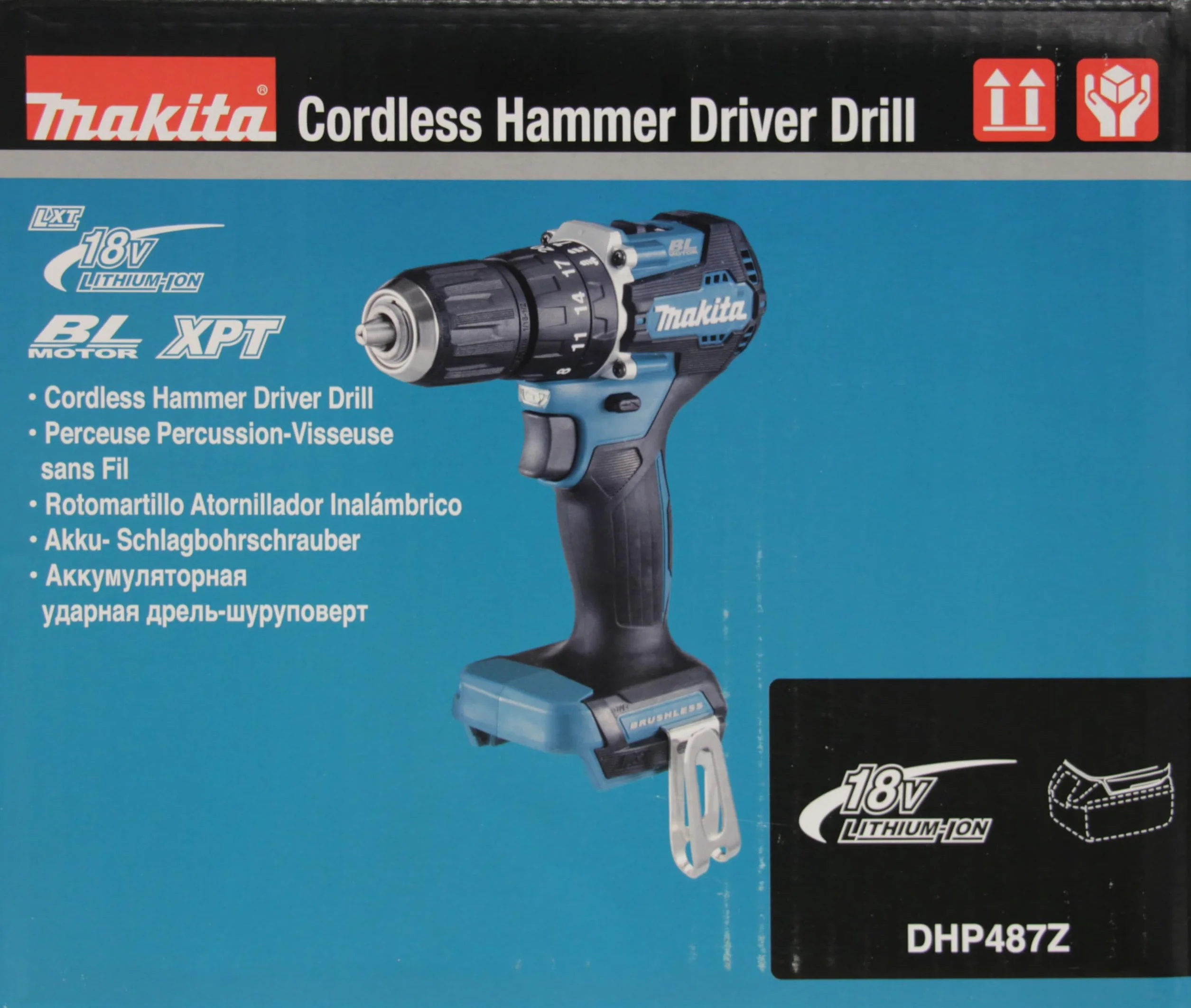 Makita Dhp487Z Wiertarko-Wkrętarka, Czarny/Zielony, ‎16.4 x 8.1 x 24.8 cm; 1.3 kg