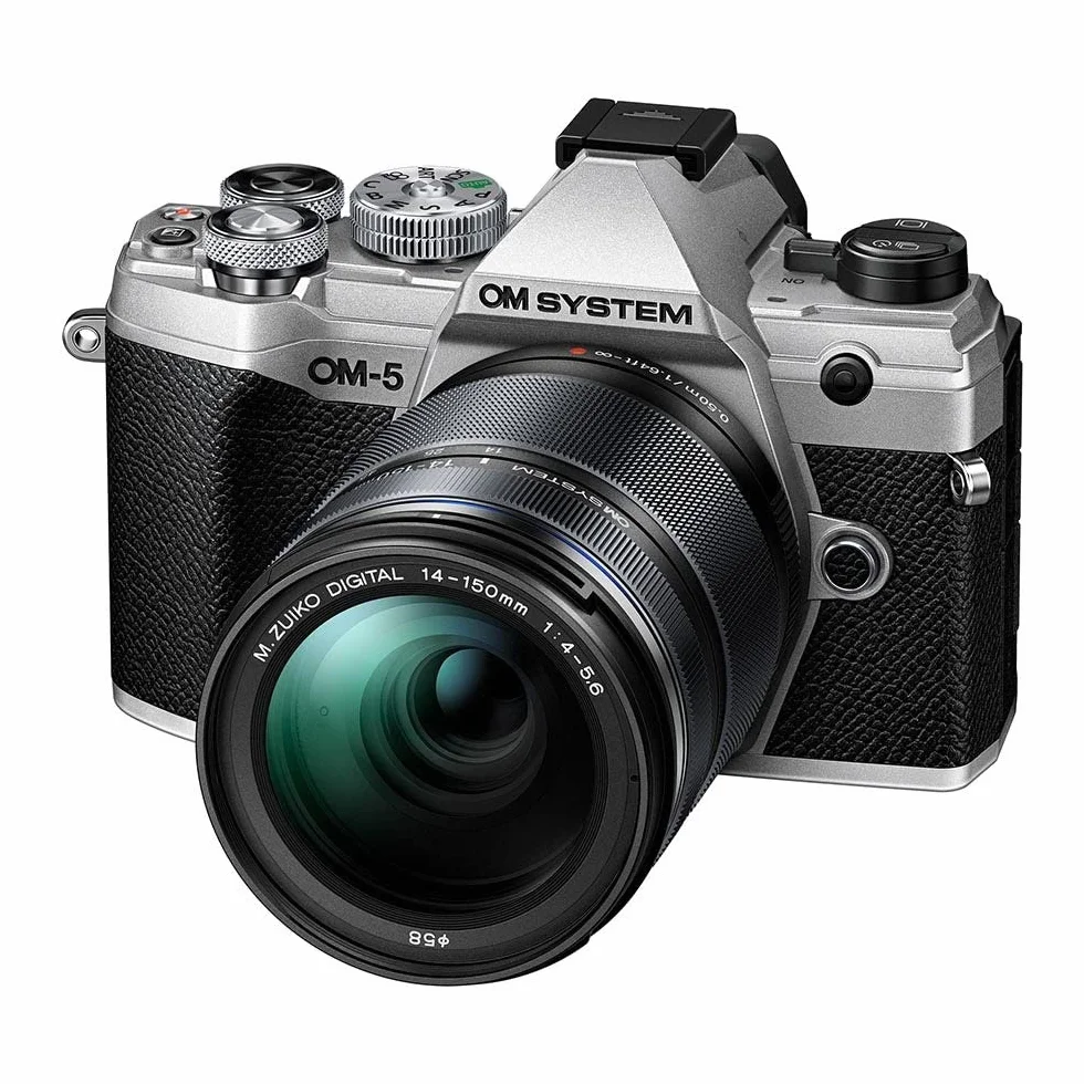 OM SYSTEM OM-5 Aparat Mikro Cztery Trzecie z obiektywem M.Zuiko Digital 14-150mm F4-5.6 II, 20 MP, 5-osiowa stabilizacja, IP53, srebrny/czarny