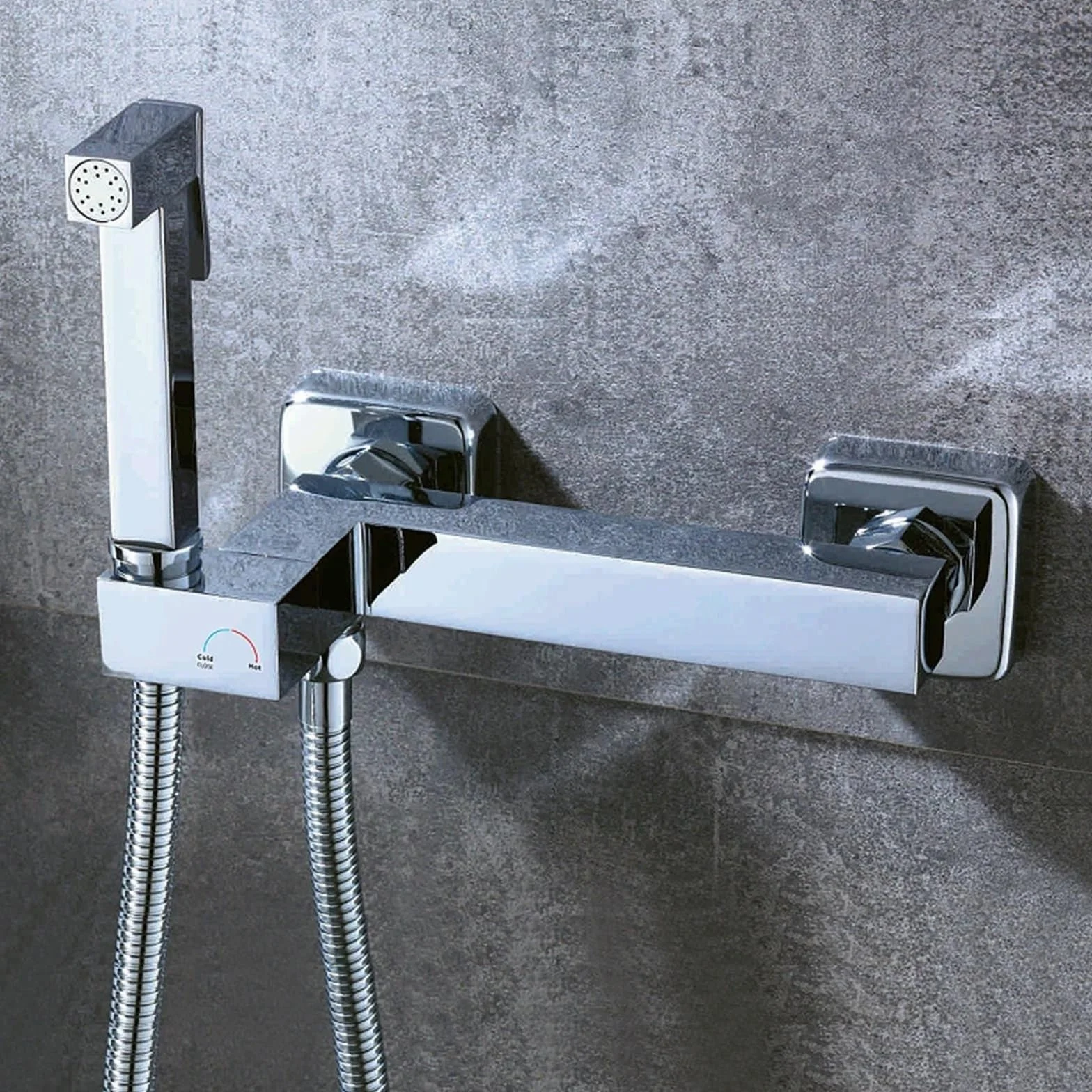 Bidety kwadratowy mosiądz chromowany bidet bateria toaletowa prysznic przenośny opryskiwacz zestaw ciepłej i zimnej wody kran higieniczny prysznic (BR-3324306C)