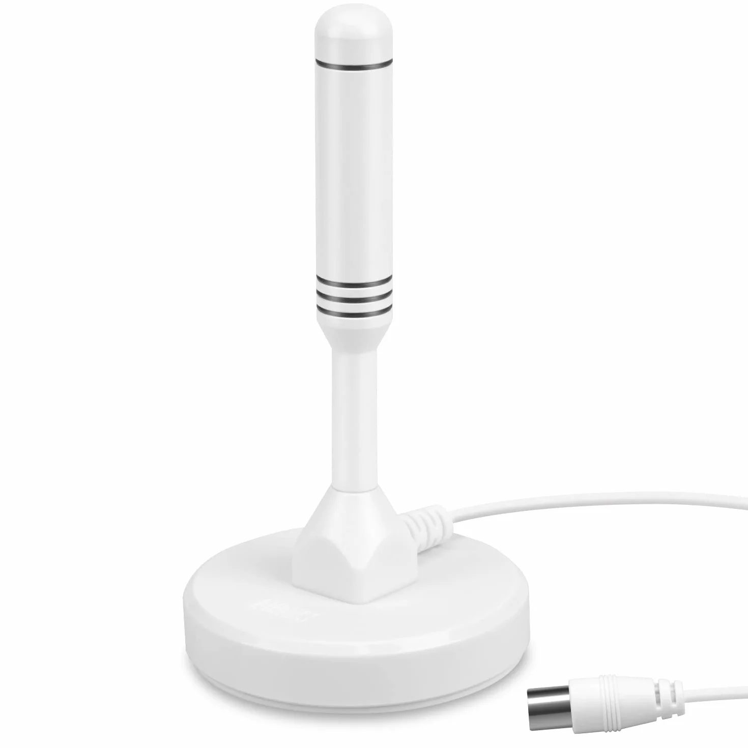 August DTA240-Antena telewizyjna o dużym wzmocnieniu-Przenośna cyfrowa antena HD do użytku wewnątrz/na zewnątrz do tunera telewizyjnego USB/Telewizja DVB-T/Radio DAB/4K-Z podstawą magnetyczną[Biały]