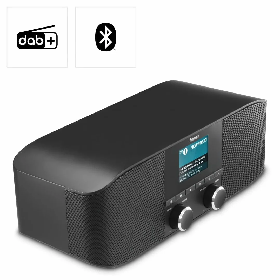 Hama DAB Plus Radio Kuchenne Bluetooth DR1410BT Cyfrowe Stereo Budzik AUX 3,5 mm FM Kolorowy Wyświetlacz Czarny
