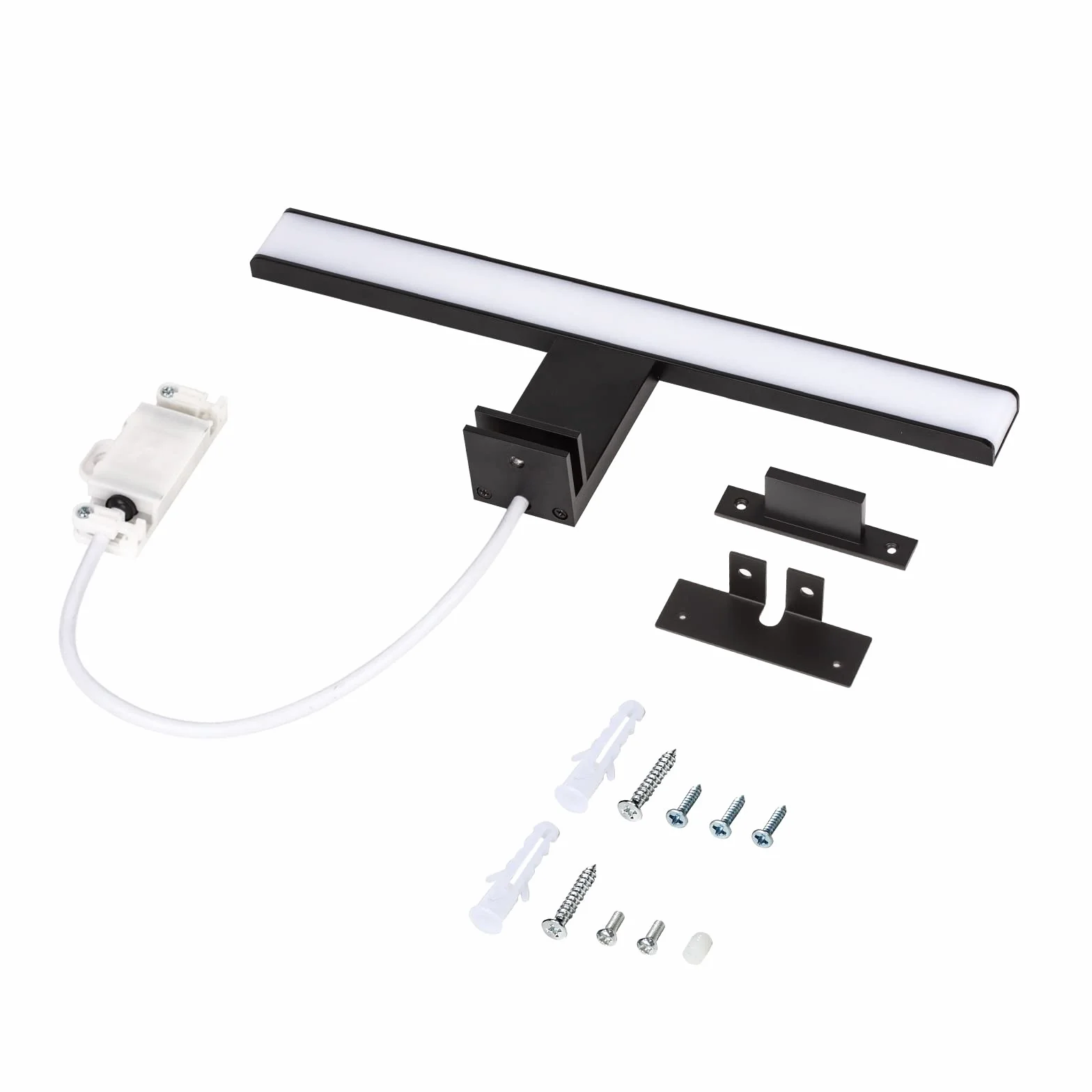 ERWEY 2 w 1 LED lampa nad lustro, 30 cm, IP44, łazienkowa, do makijażu, 230 V, światło do szafy, ciepła biel, zabudowy, zaciskowa, ścienna (czarna)