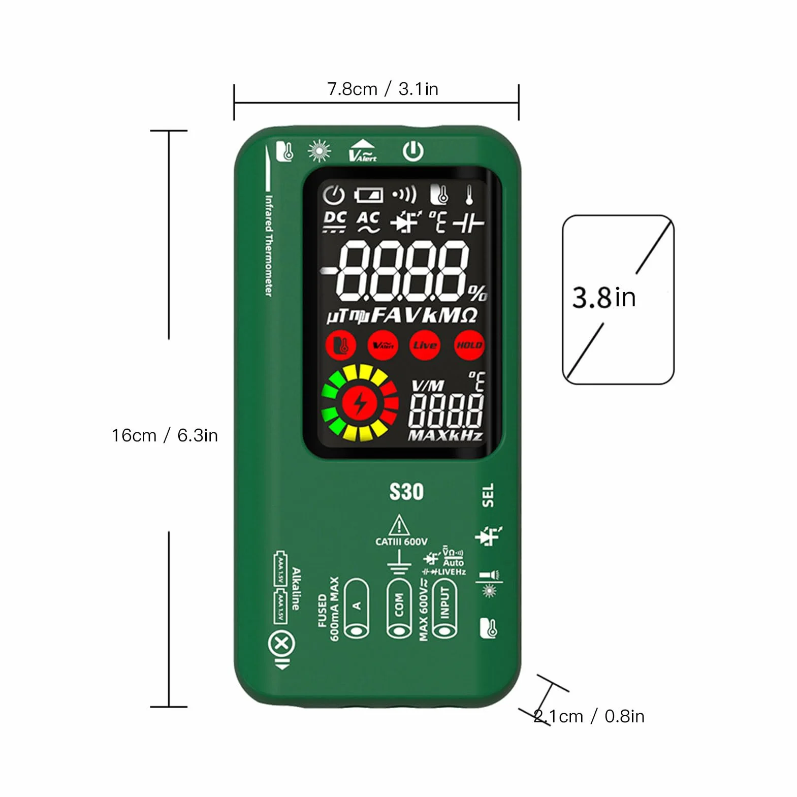 Cyfrowy multimetr wielofunkcyjny termometr na podczerwień analizator obwodu HD kolorowy wyświetlacz LCD do warsztatu samochodowego, naprawa domu, elektroniczna elektrotechnika, materiał ABS