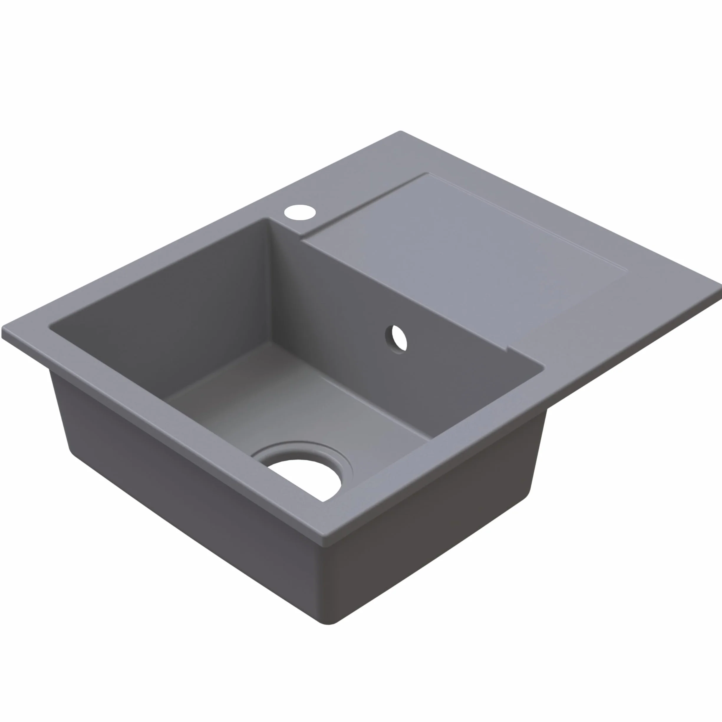 SINK Quality Zlewozmywak granitowy szary z armaturą 58 x 47 – zlewozmywak z syfonem i środkiem impregnującym – zlewozmywak kuchenny szary z ociekaczem do szafki pod umywalkę 50