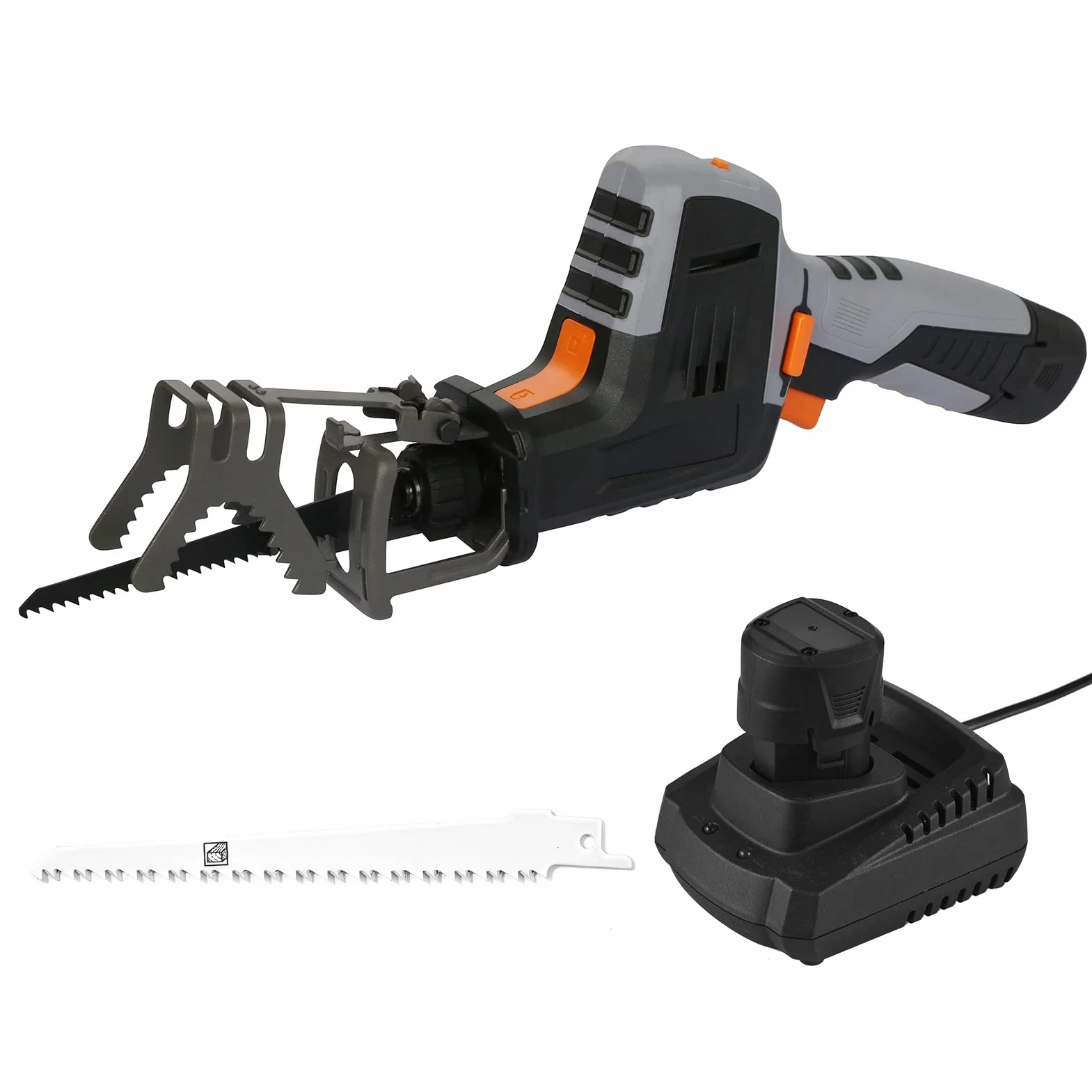 Akumulatorowa piła szablasta, 12 V, 2500 obr./min, elektryczna piła ręczna z akumulatorem 1,5 Ah, ładowarka do szybkiego ładowania, brzeszczot do drewna, gałęzi, piły, elektronarzędzia do obróbki drewna