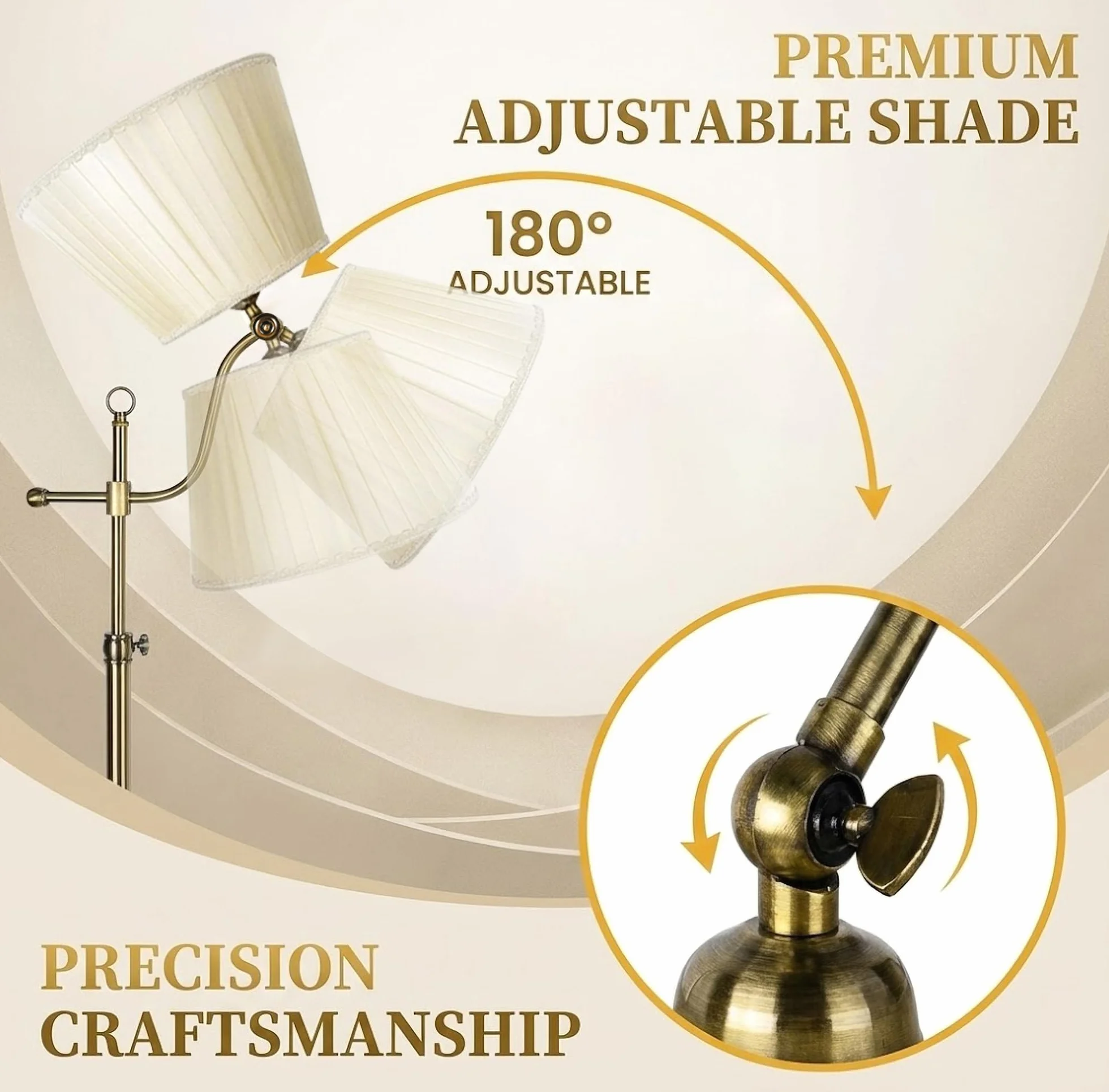 ACHNC Vintage lampa podłogowa LED na stojąco złota - lampka nocna i do czytania do salonu i sypialni - pionowa metalowa E27