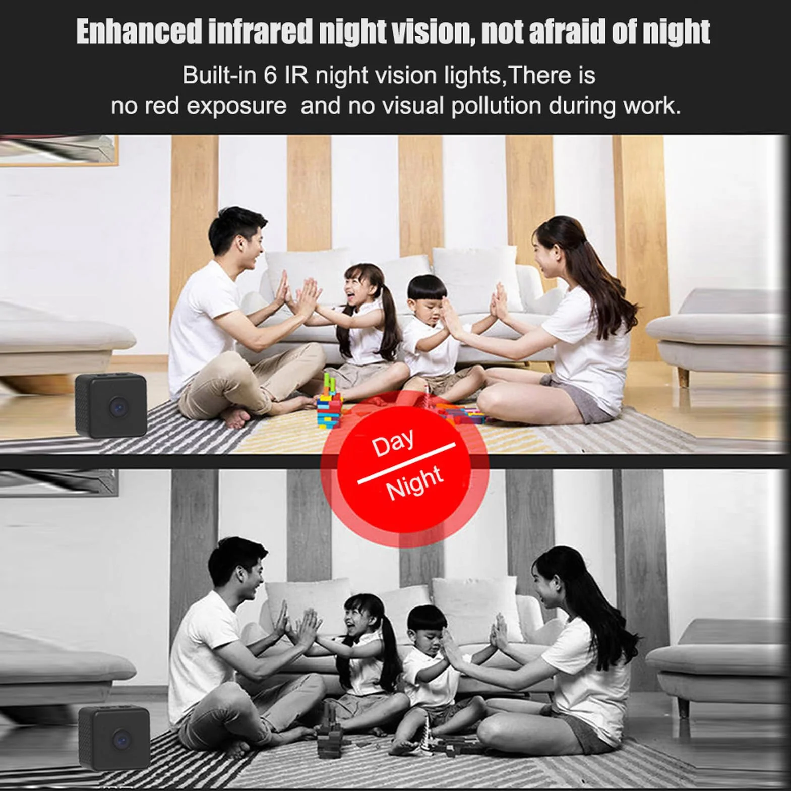 Ukryta Kamera Szpiegowska, Mała Kamera Bezprzewodowa Wi-Fi 1080P z detekcją Ruchu, Noktowizor, Rozmowa Dwukierunkowa, montaż Magnetyczny, Wideo w Pętli, Wideo Szerokokątne,
