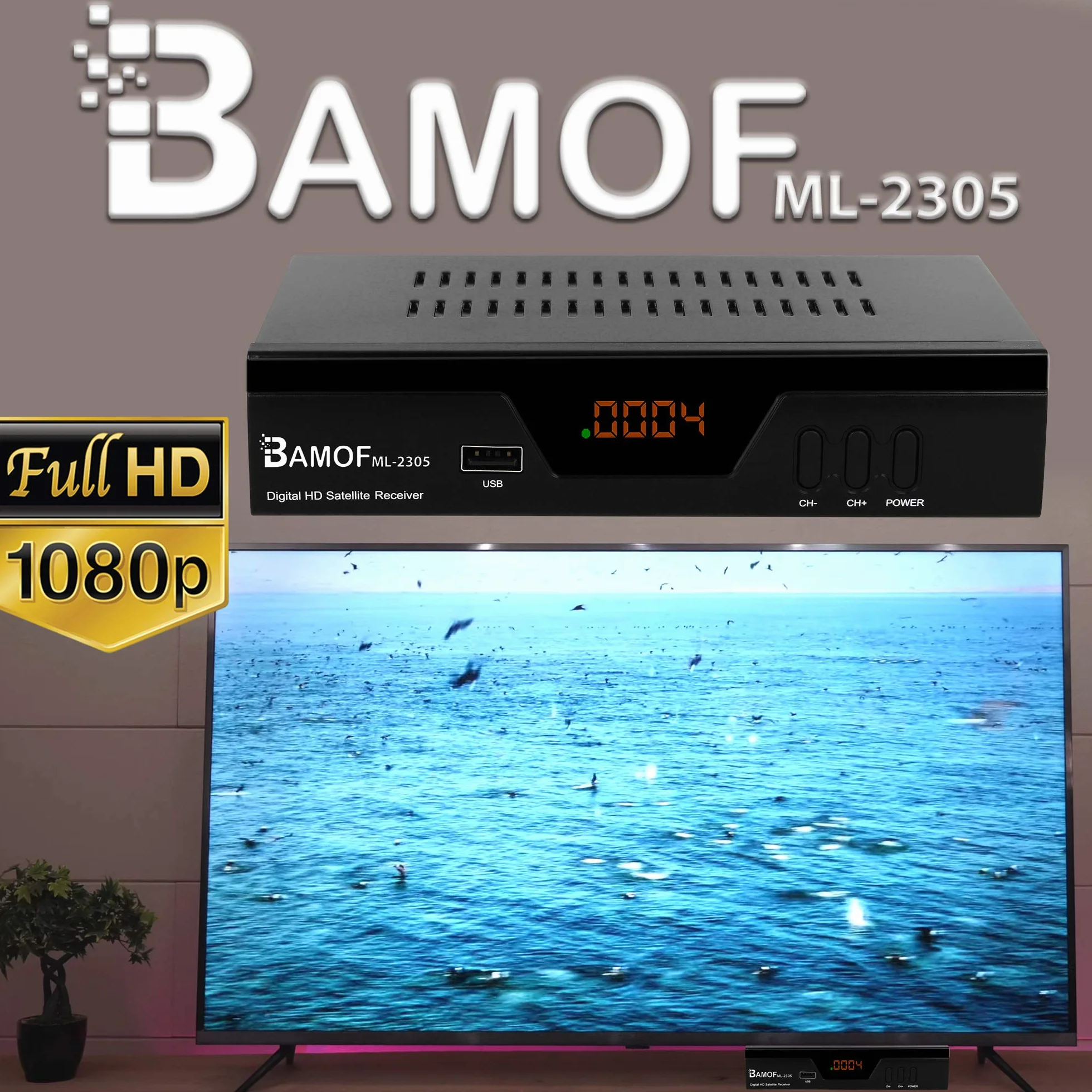 Bamof 2305 Cyfrowy odbiornik satelitarny HDTV DVB-S/S2 HDMI Full HD 1080p