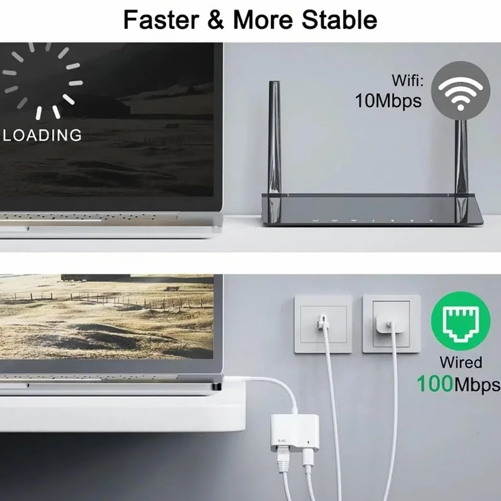 DollaTek karta sieciowa USB-C na RJ45 100 Mbit/s Ethernet adapter z PD ładowanie telefonu