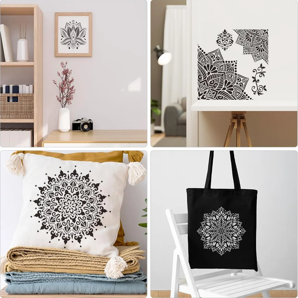 9 sztuk szablonów mandali do malowania 30 x 30 cm duży szablon do malowania ścian mandali szablony wielokrotnego użytku plastikowe szablony do rysowania dla majsterkowiczów ściany meble wystrój