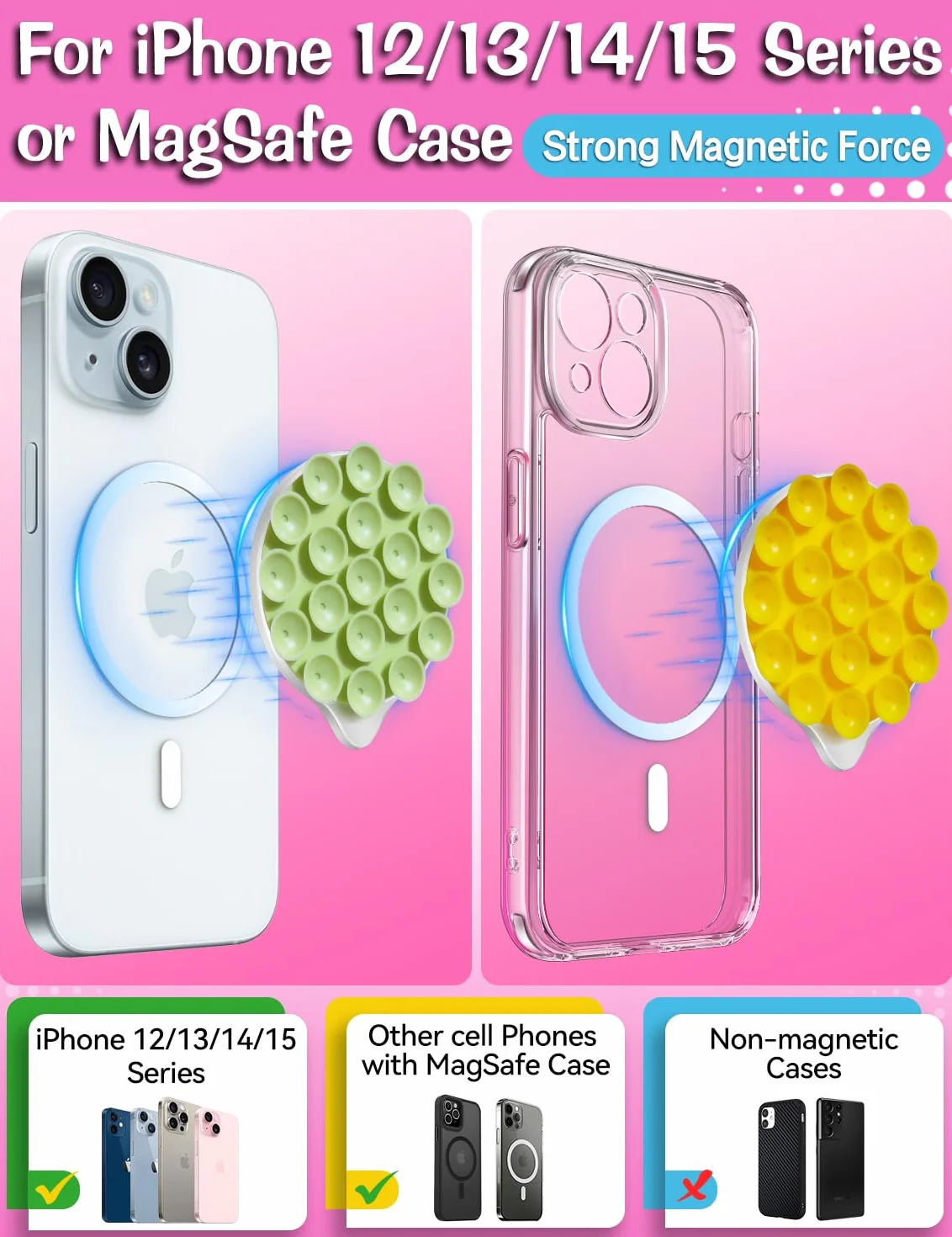 MagSuction Silikonowy Uchwyt Na Telefon Z Przyssawką MagSafe, Antypoślizgowy, Bez Użycia Rąk, Kompatybilny Z iPhonem, Idealny Do Filmów i Selfie TikTok