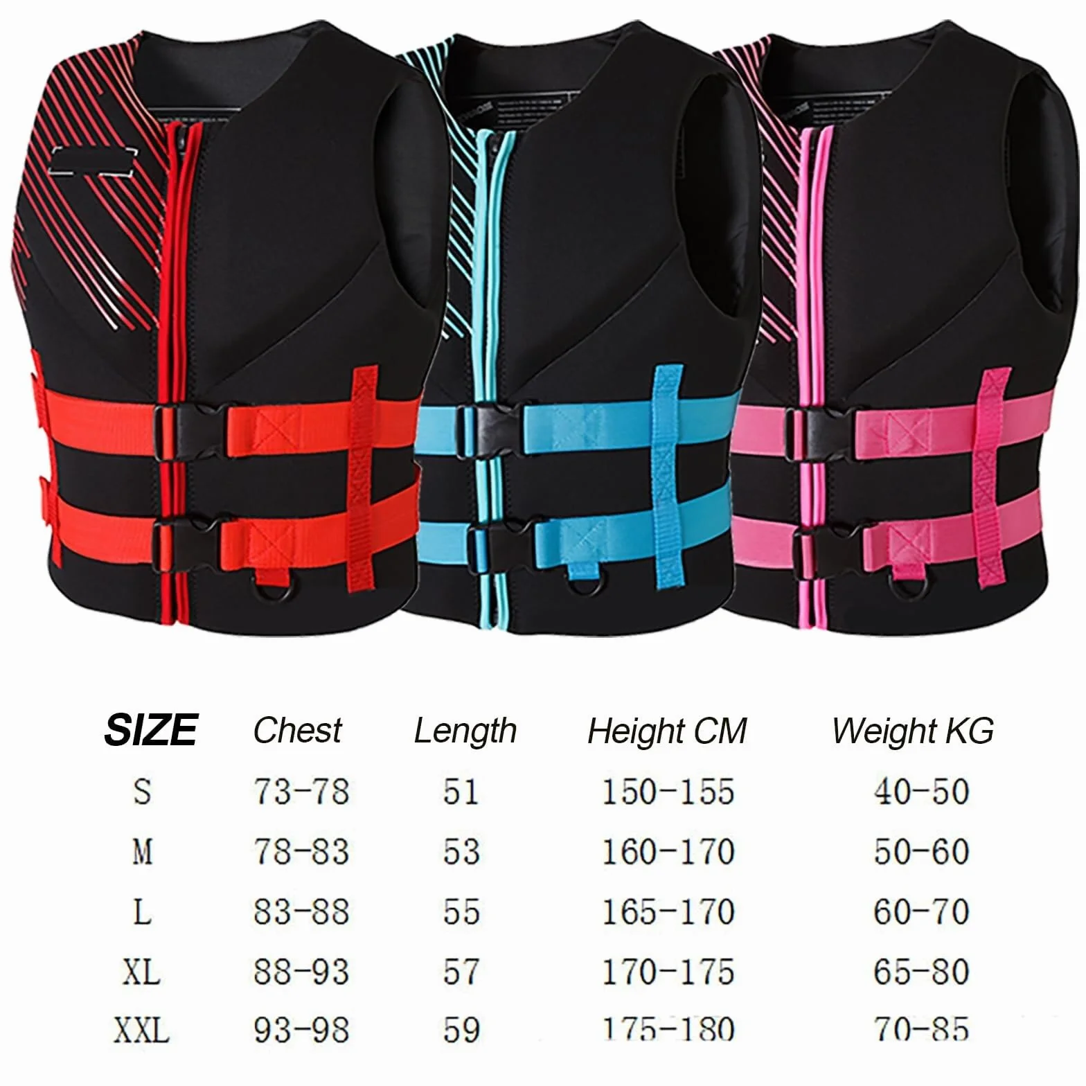 Kamizelki ratunkowe do kajaków dla dorosłych, kamizelka bezpieczeństwa, regulowana kamizelka ratunkowa do kajakarstwa snorkelingu sportów wodnych(Pink,XL65-80KG)