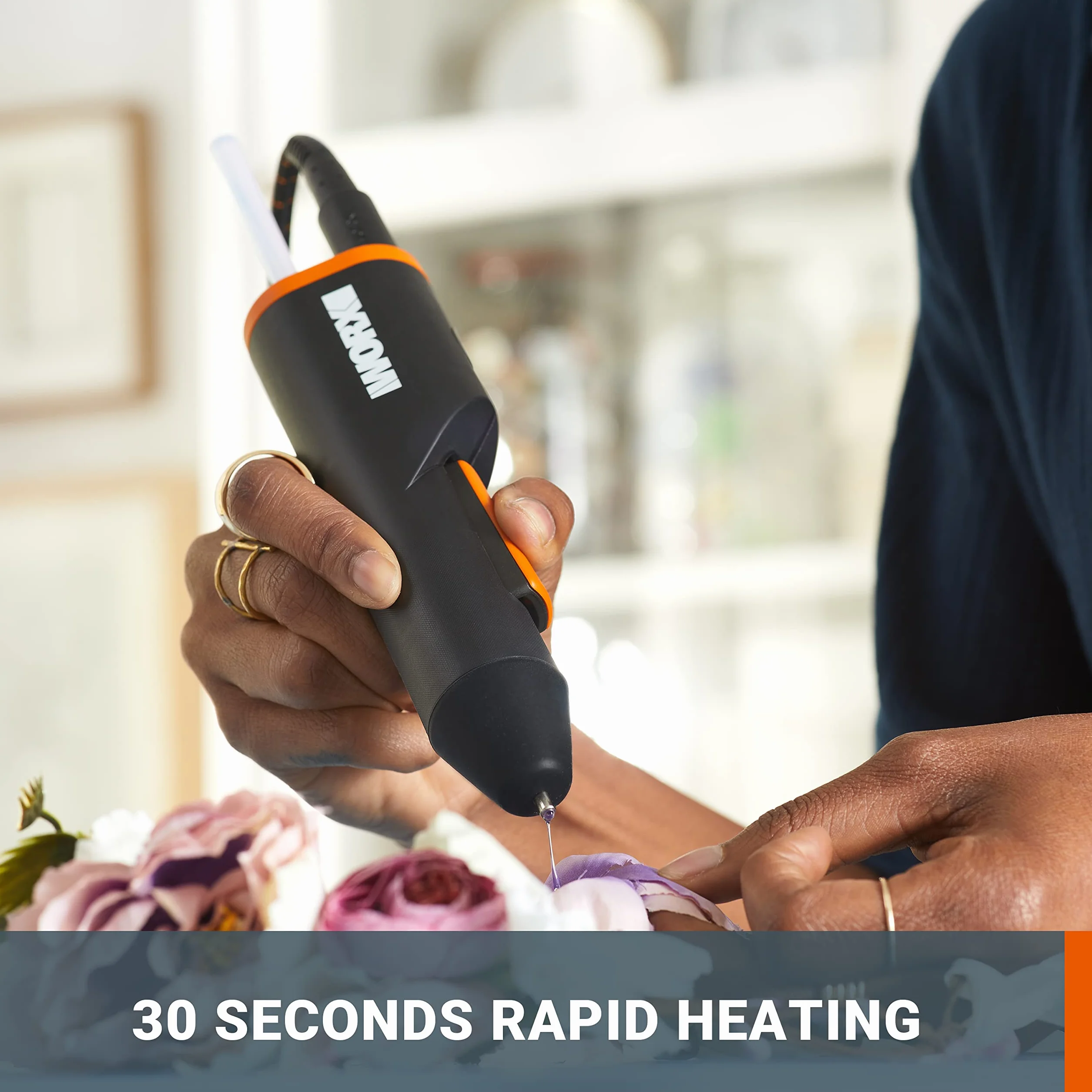 Worx Makerx 18V (20 V Max) Hot Glue Gun Wx746.9, Powershare, Fast Heating In 30S, Led Temperature Indicator, Portable And Lightweight, 10 Glue Sticks Included, No Battery And Charger