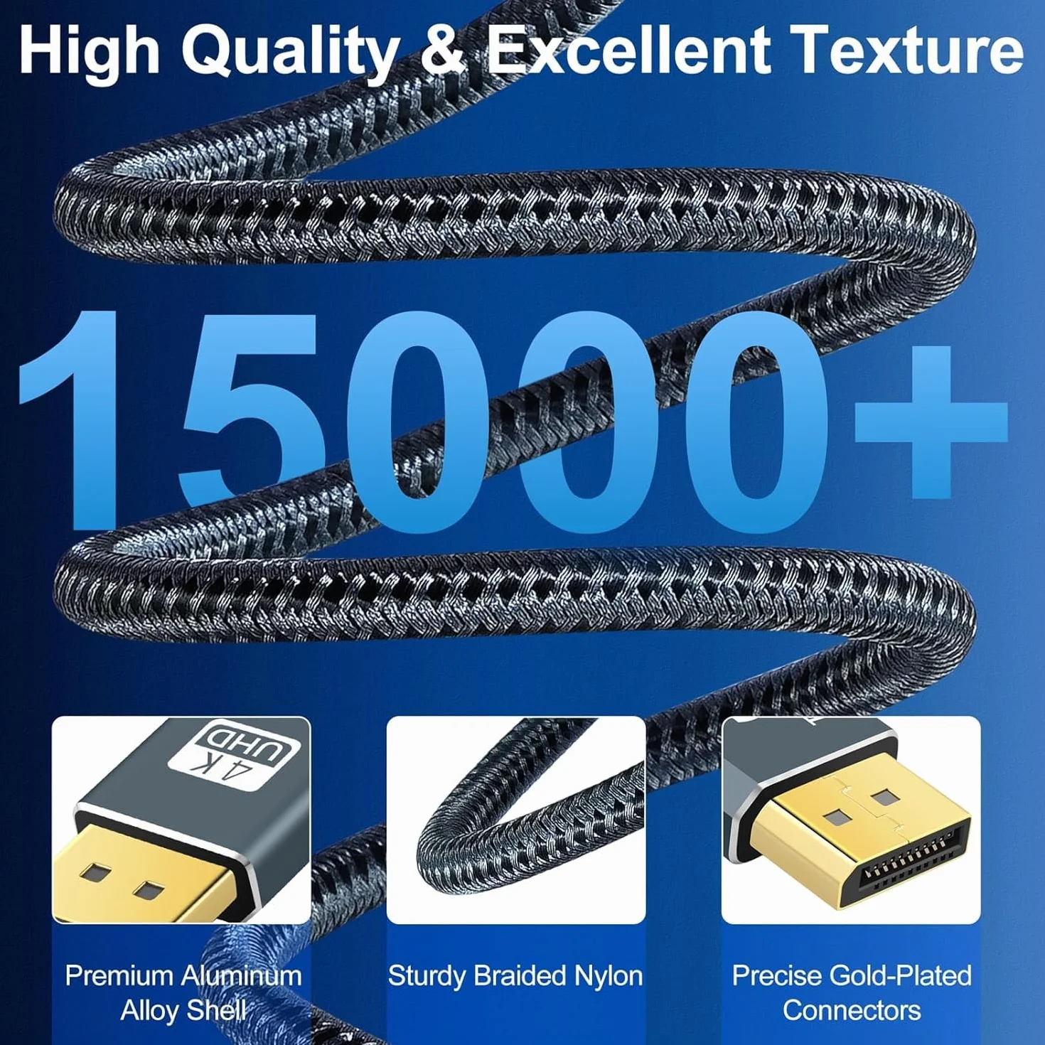 Kabel 90 Stopni DisplayPort 1M, Kątowy w Górę Displayport Wsparcie 1.4 Kable 4K / 60Hz dla karty graficznej monitora gier