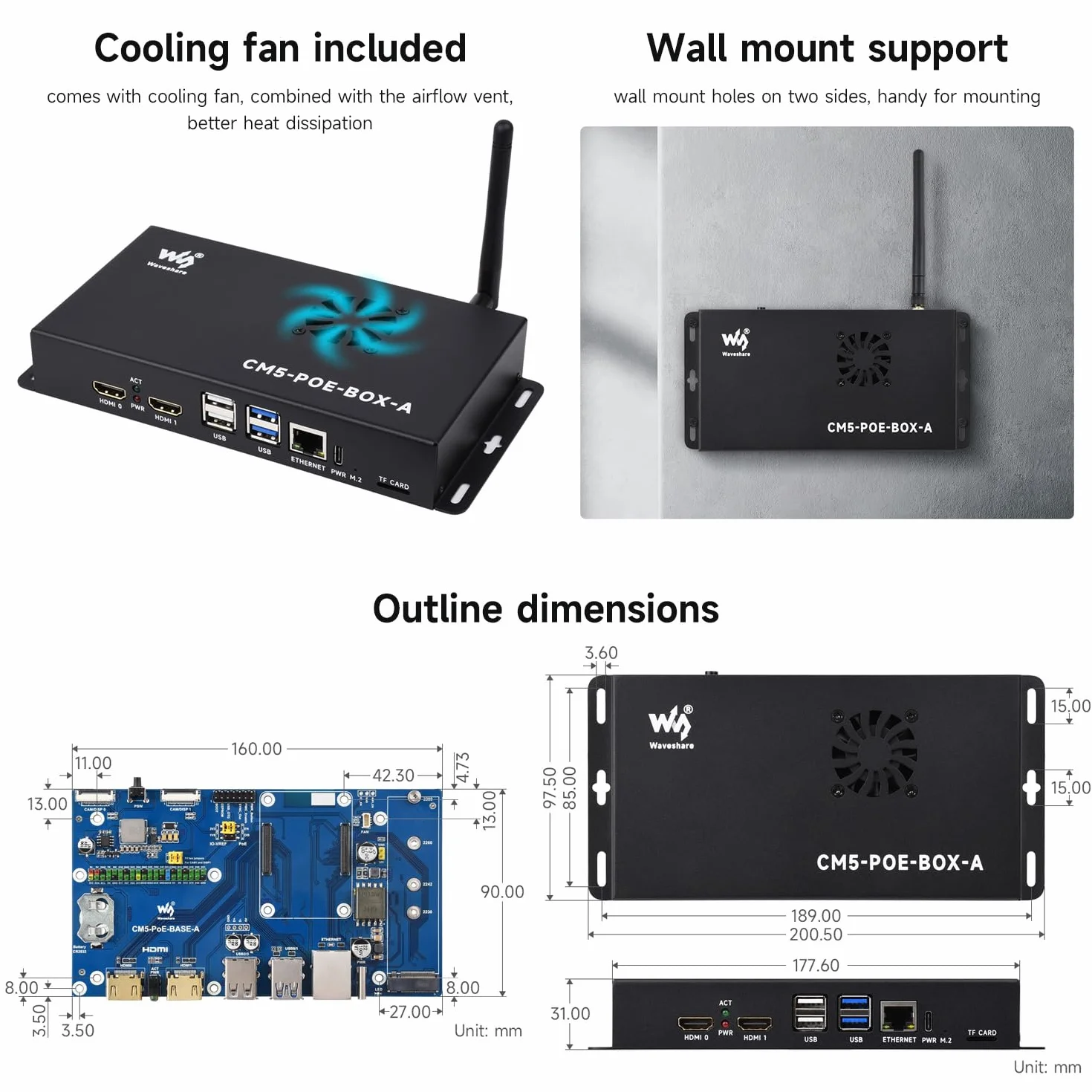Waveshare Compute Module 5 IO Board dla Raspberry Pi CM5 z PoE i Zasilaczem