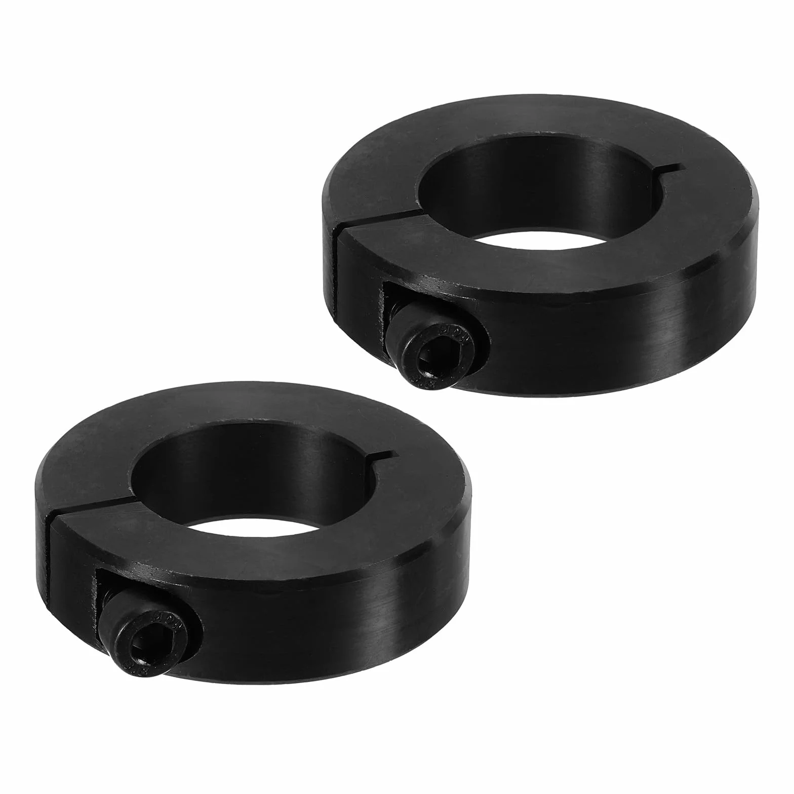 PATIKIL Otwór 25 mm pojedynczy dzielony kołnierz wału zaciskowego 45 mm OD 15 mm grubość, 2 szt. 45 # Kołnierz blokujący ze stali węglowej ze śrubą mocującą dla przemysłu maszynowego, czarny