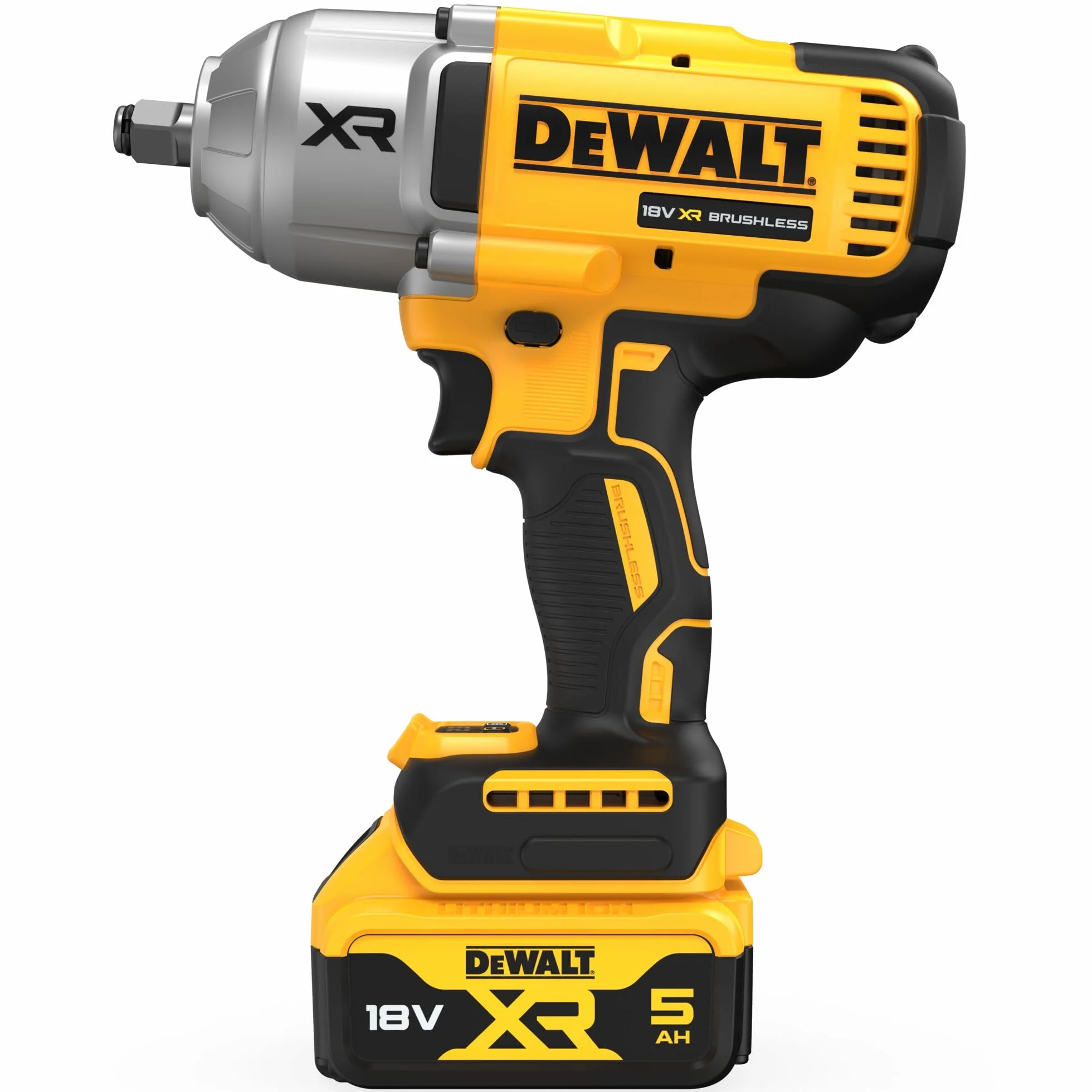 DEWALT Bezszczotkowy klucz udarowy XR 18V 1/2 „High Par 1,356 Nm z pierścieniem ustalającym z 2 bateriami litowo-jonowymi 5Ah z obudową TSTAK II