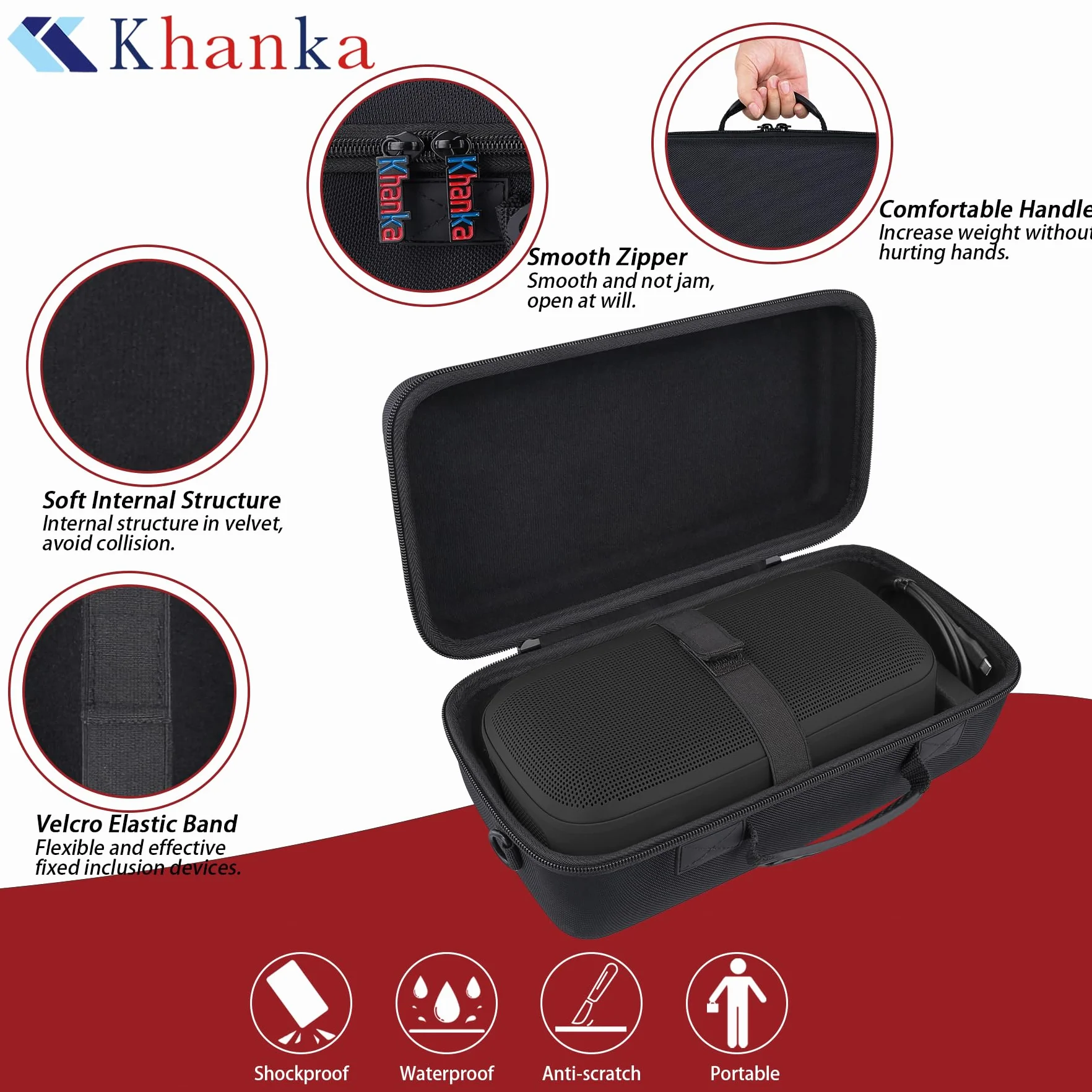 Khanka Twarde etui podróżne zamiennik głośnika Bluetooth Bose Soundlink Max, tylko etui (czarne)