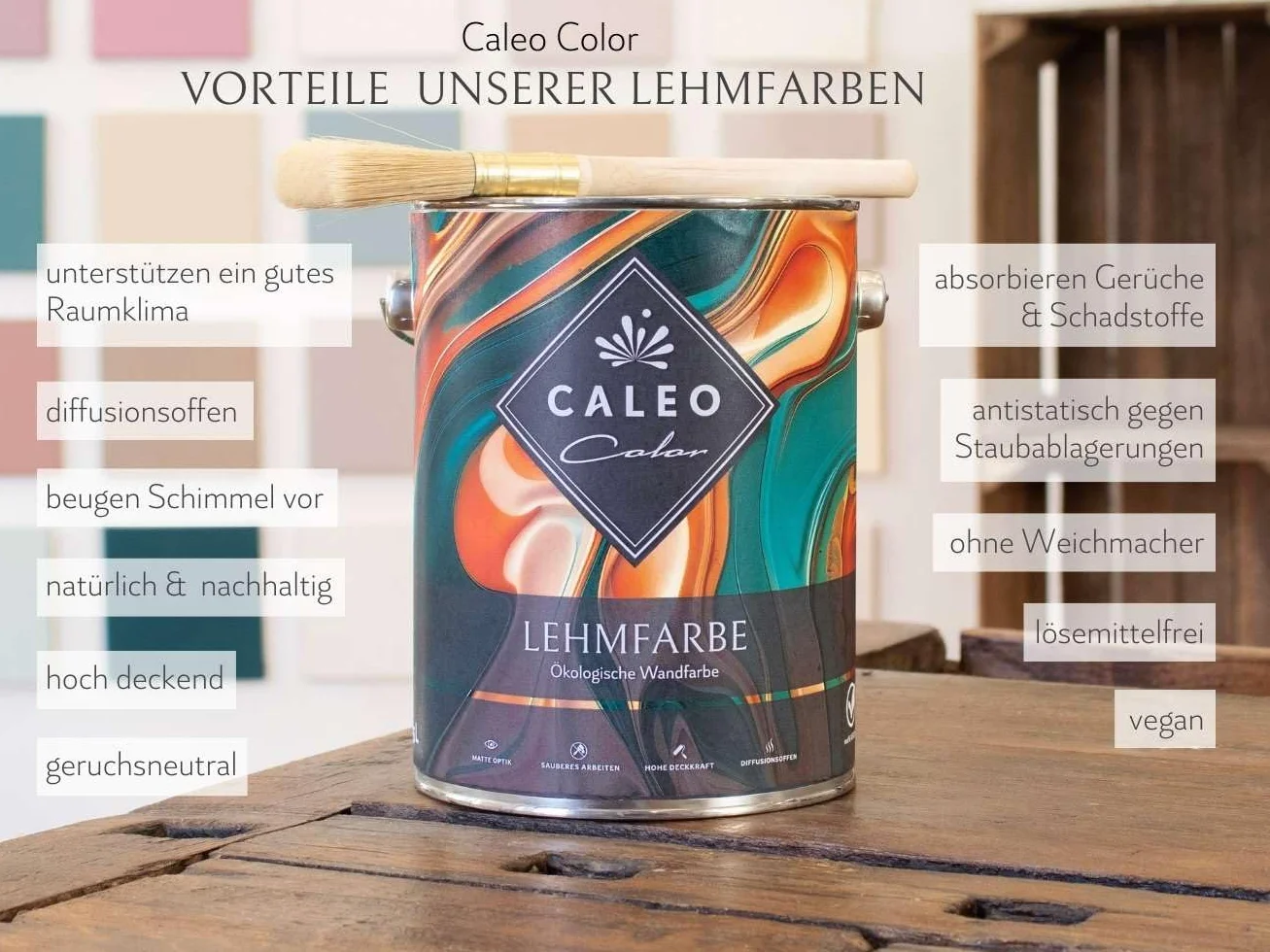 Caleo Color Farba gliniasta – ekologiczna farba ścienna do salonu itp. – wysoko kryjąca, niekapiąca, bezzapachowa (NATURBIAŁA, 10 l)