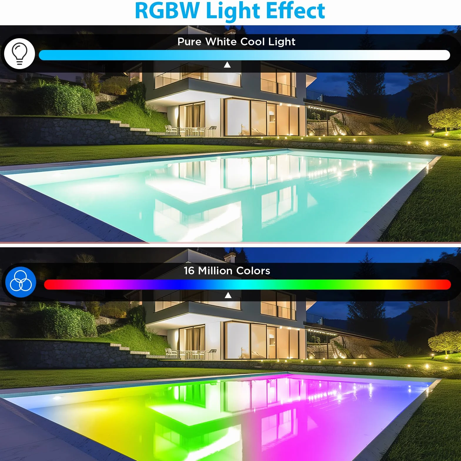 LyLmLe Światło magnetyczne LED do basenów, 40 W RGBW Reflektor Basen ze sterowaniem APP, 12 V Basen Światło z Transformatorem i Timerem, IP68 Wodoodporne Reflektory Basen bez instalacji z kablem 10 m