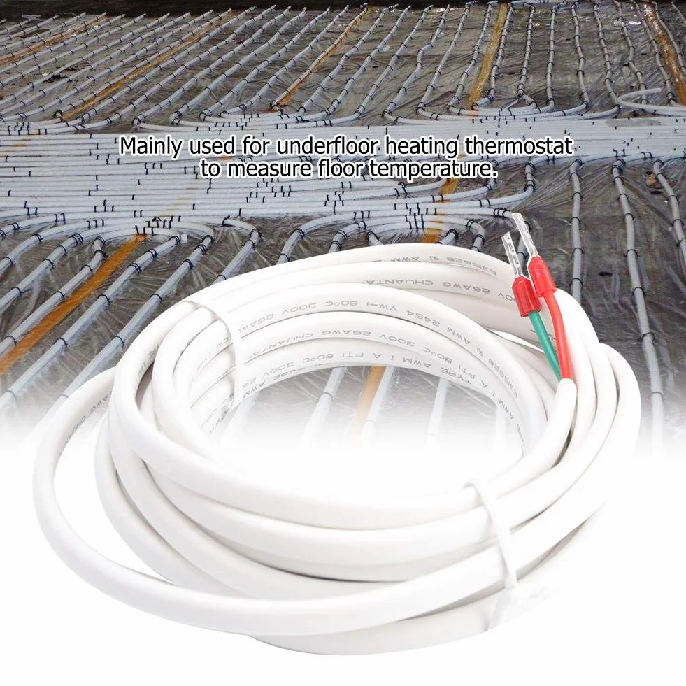 Nikou 3 metry czujnik temperatury podłogi, czujnik, czujnik temperatury, kabel czujnika, ogrzewanie podłogowe, termostat, akcesoria