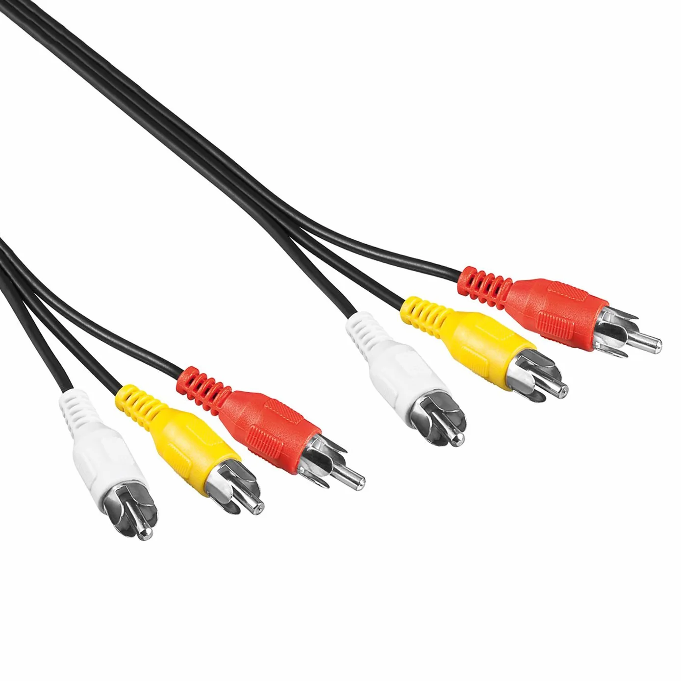 Composite kabel audio wideo | 2 m | 3 x wtyczka cinch na 3 x wtyk cinch | potrójna wtyczka przyłączeniowa czerwona biała żółta | stereo kabel połączeniowy kolorowy cinch RCA, czarny, 2 m