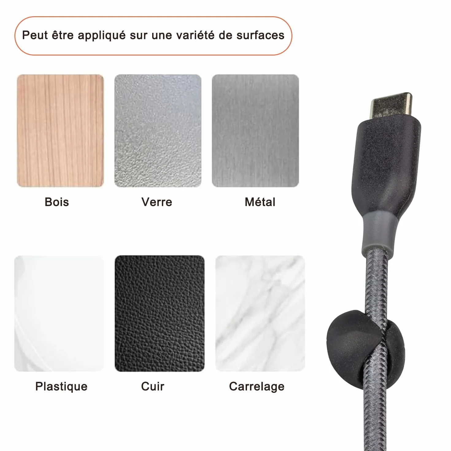 Voarge 6 x uchwyt zaciskowy na kabel, do kabli do 8 mm, zacisk kablowy do biura, kable do laptopa do domu i biura czarne