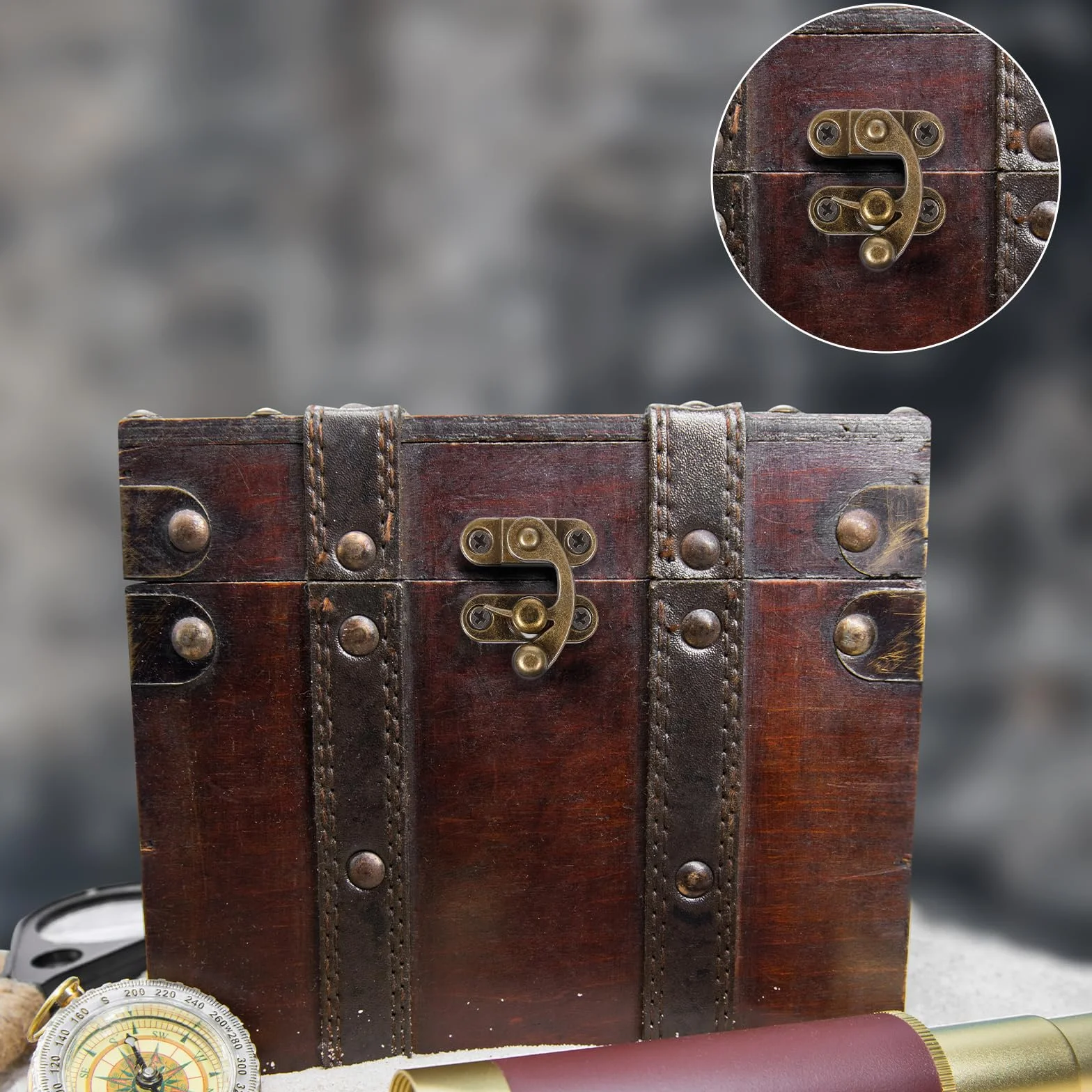 2 sztuki w stylu vintage, szybkie zamknięcie, haczyk blokujący, haczyk w stylu vintage, mały, antyczny, ze śrubami, do drewnianej skrzynki na biżuterię (33 mm x 28 mm)