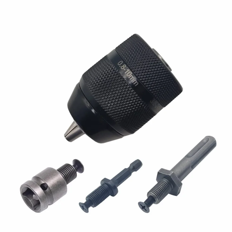 Keyless 0.8-10mm 3-Jaw 3/8-24UNF uchwyt wiertarski Quick Change Adapter SDS-Plus Shank 1/4 Cal sześciokątny kwadratowy młot obrotowy/wiertarka udarowa (kolor: tylko uchwyt)