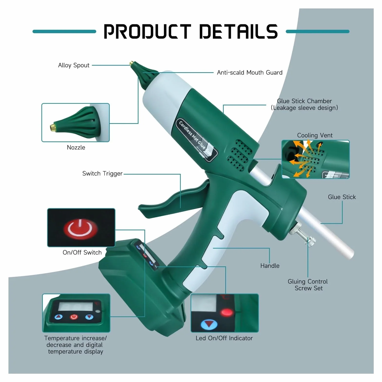 Pistolet do klejenia na gorąco 100W Bezprzewodowy Pistolet Do Klejenia Na Gorąco Z 10 Klejami W Sztyfcie Naprawa Zestaw Narzędzi DIY Elektronarzędzie Pistolet Do Klejenia Do Akumulatora Litowo-jonoweg