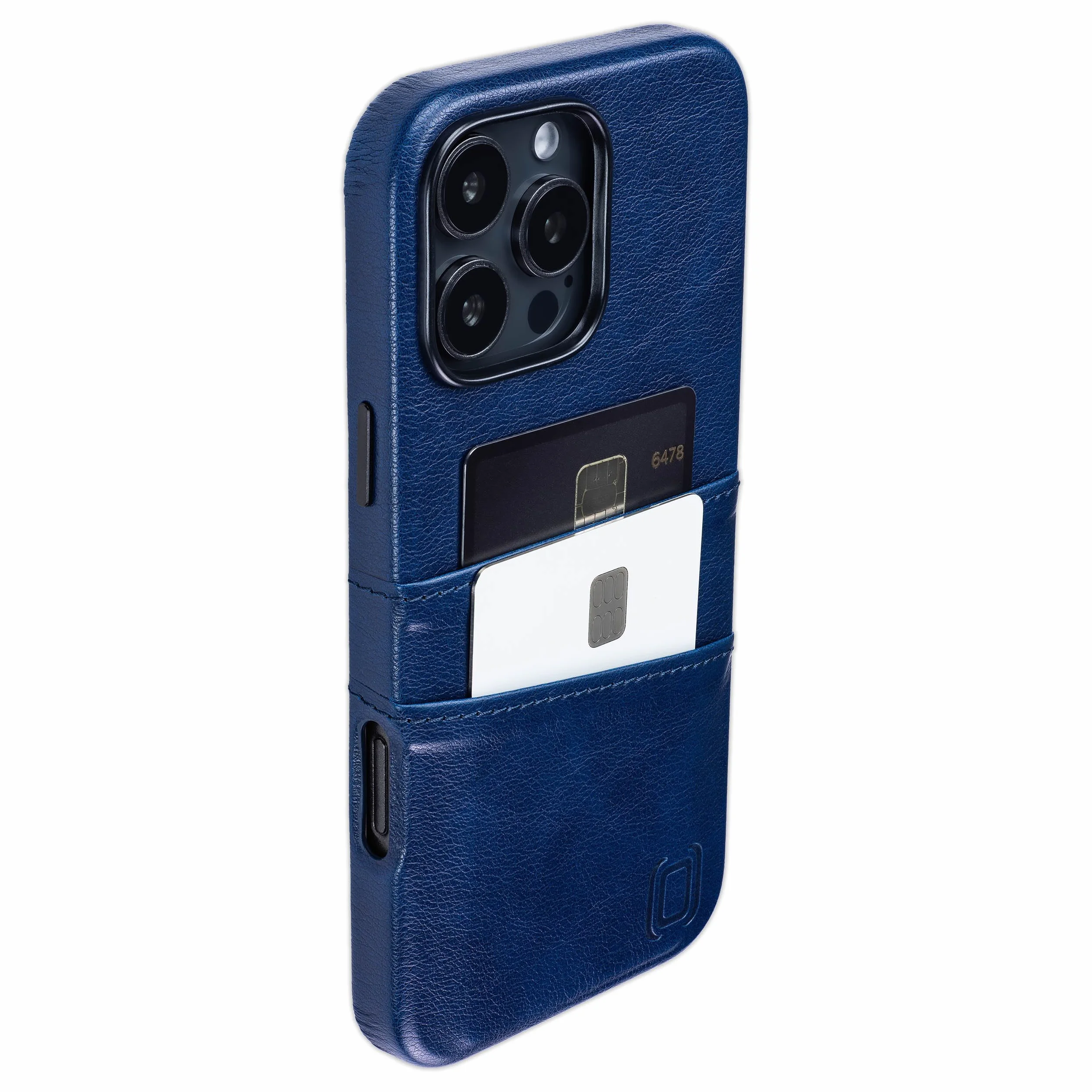 Dockem Etui na iPhone 16 Pro Max z Wbudowaną Metalową Płytką Magnetyczną, 2 Kieszenie, Skóra Syntetyczna Granatowy