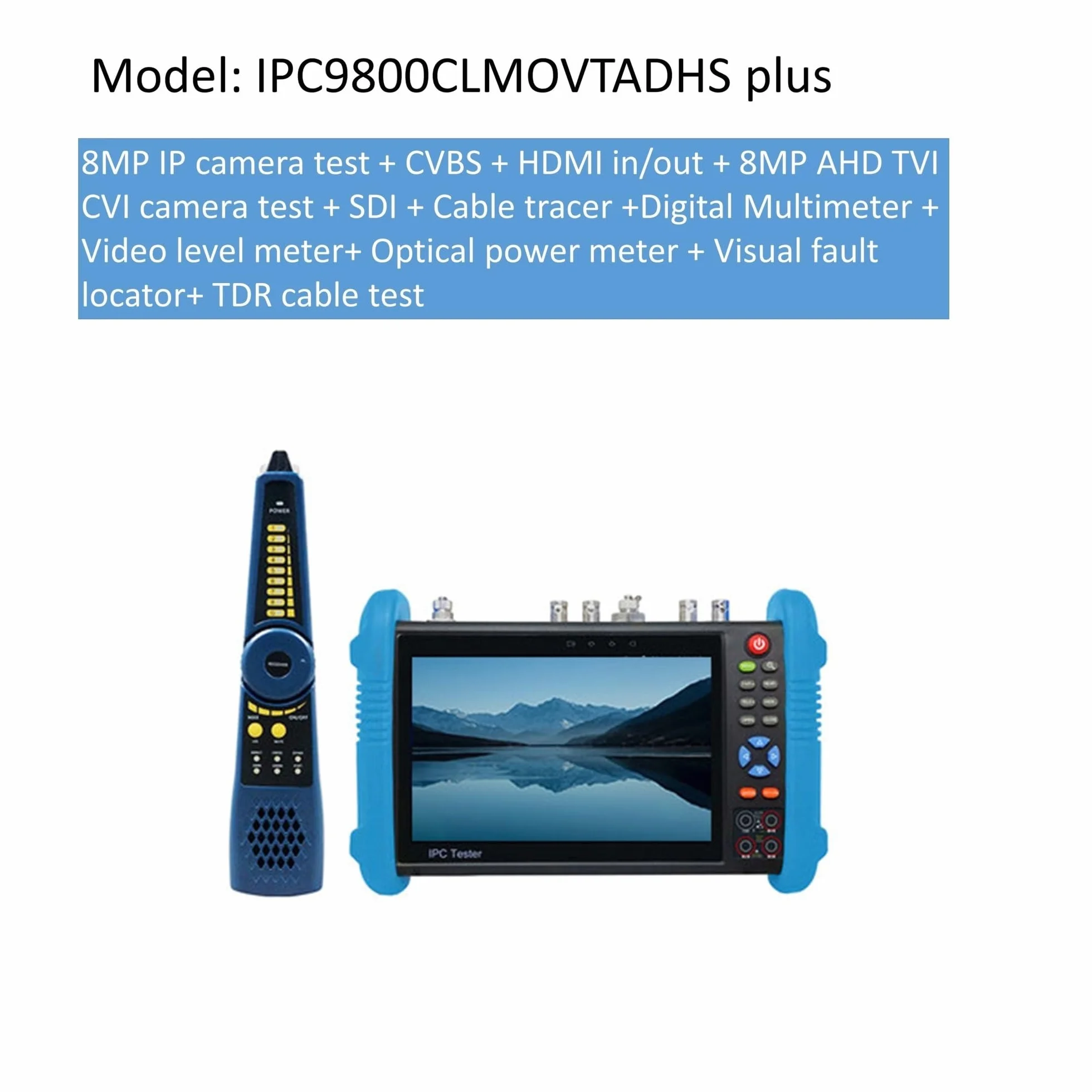 Tester CCTV, IPC9800 4K 8MP CVI TVI AHD SDI | Z Analogowy tester kamery IP Wielofunkcyjne profesjonalne narzędzie testowe Monitor testera do testowania kamer CCTV i IP.