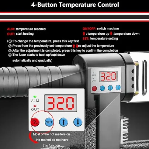 Elektryczne narzędzie spawalnicze do instalacji wodno-kanalizacyjnych i napraw - maszyna do topienia na gorąco do rur PPR PE PVC, zakres temperatur 100-320°C