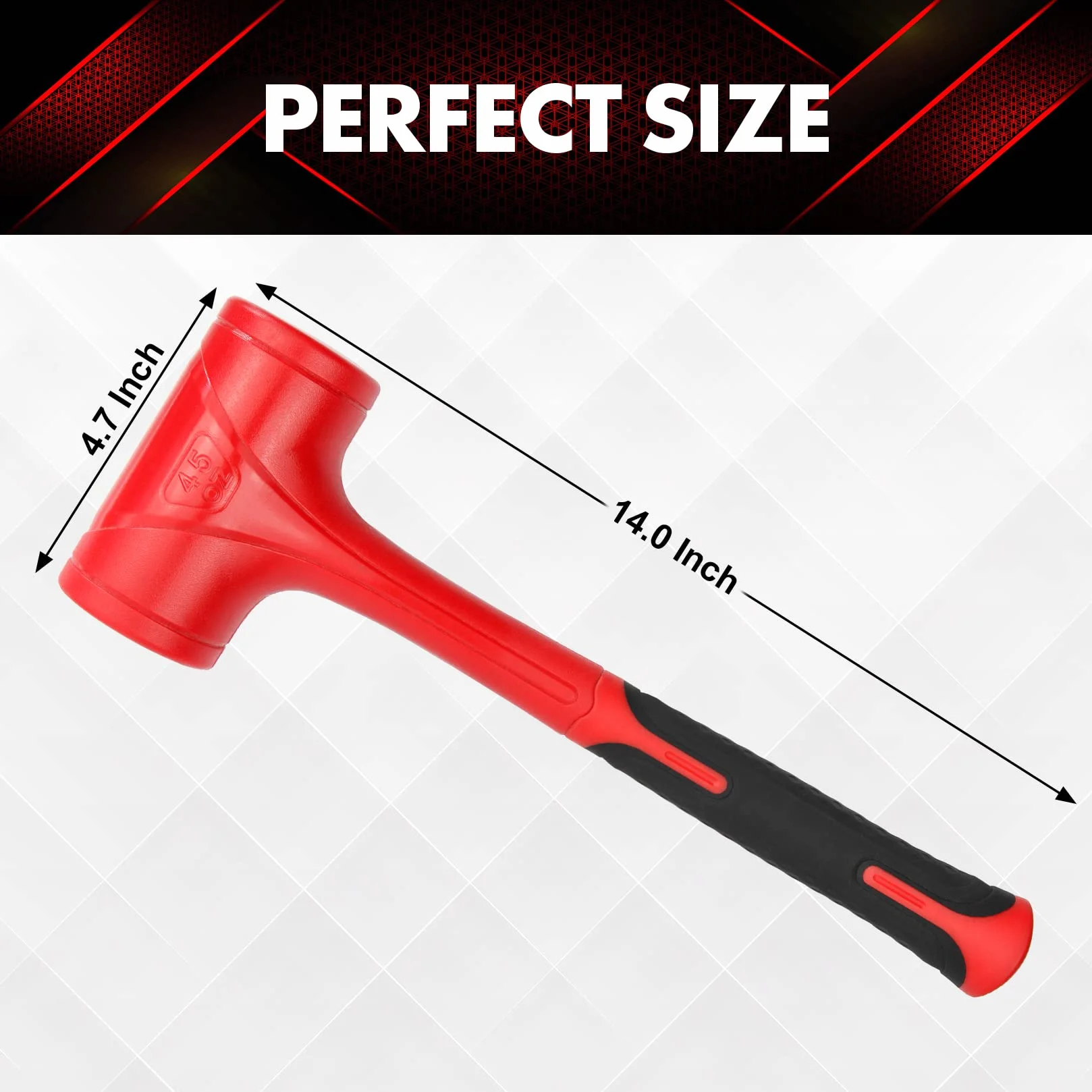 YIYITOOLS Dead Blow Hammer-1275 g (1,4 kg), odporna na wstrząsy konstrukcja, bez odbicia, czerwony i czarny