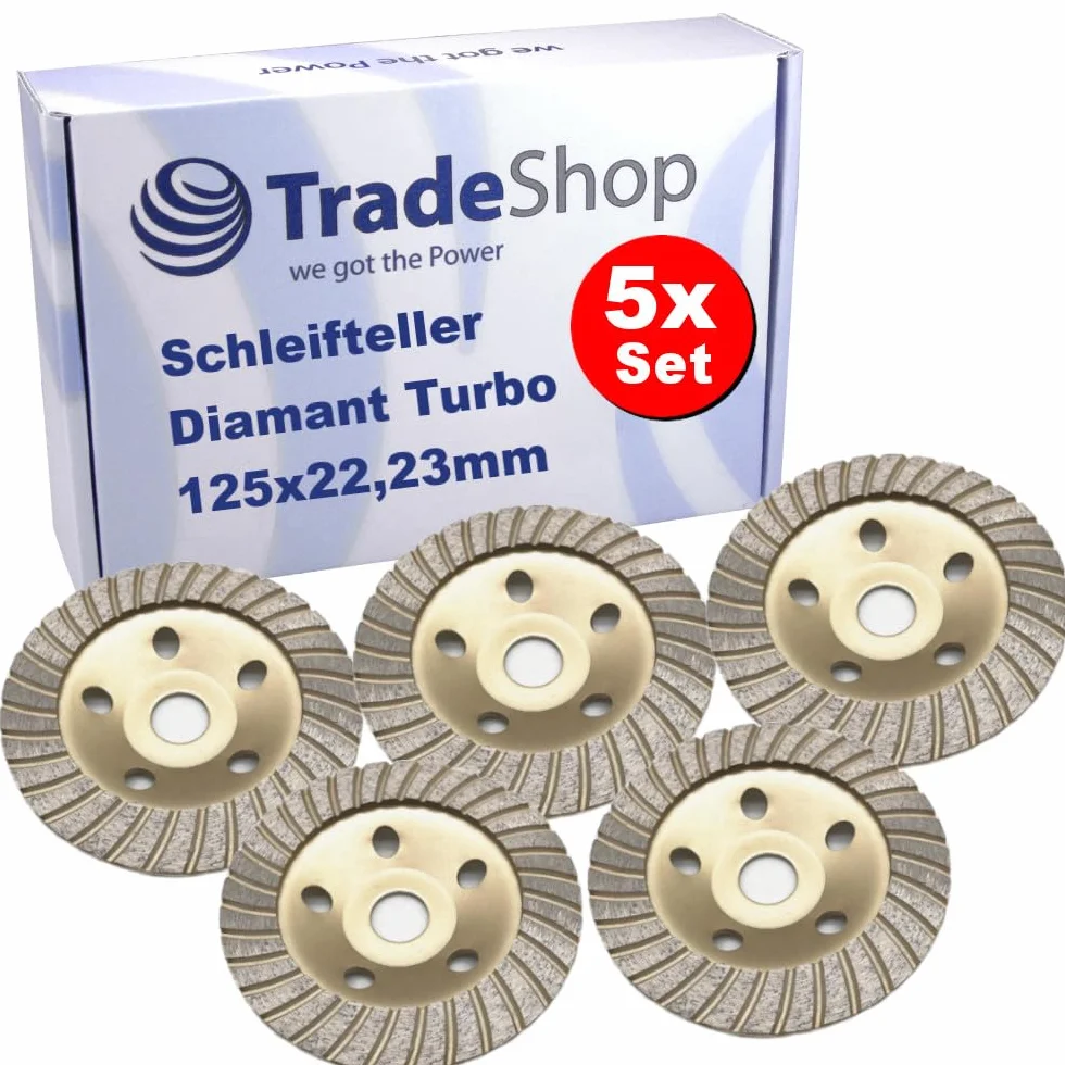 Trade-Shop Profi TURBO diamentowa tarcza szlifierska 125 x 22,2 mm, kompatybilna z szlifierką kątową DeWalt Eibenstock Festool Hilti Flex Collomix