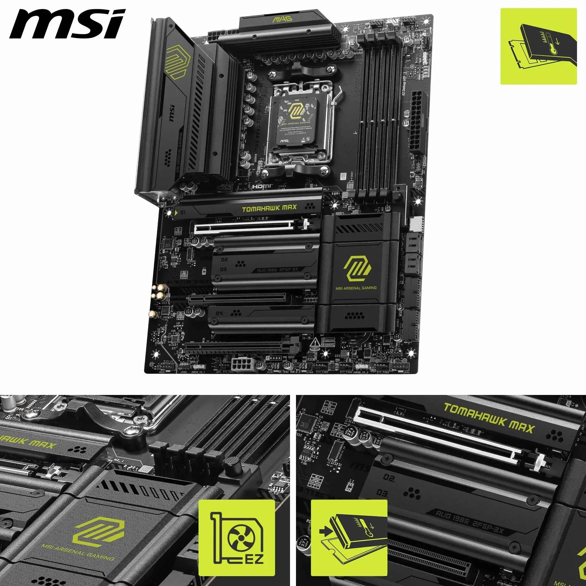 MSI MAG B850 TOMAHAWK MAX WIFI Płyta główna ATX AMD Ryzen 9000/8000/7000 AM5 DDR5 8400+ MT/s PCIe 5.0 M.2 Gen5 Wi-Fi 7 5G LAN