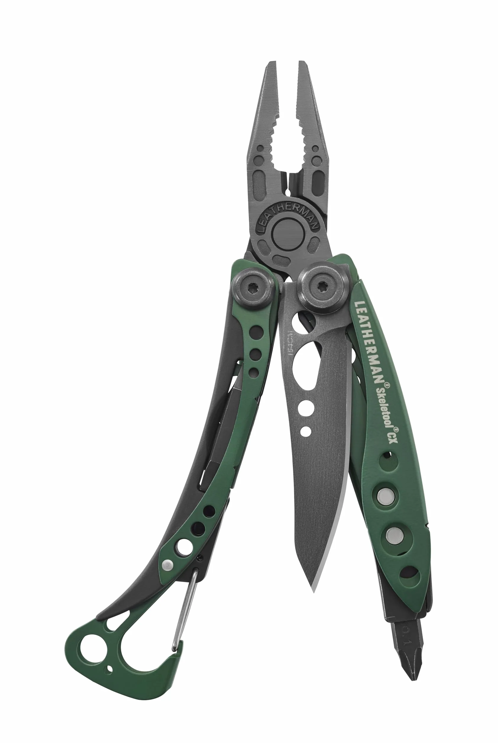 Leatherman Skeletool CX - Narzędzie Wielofunkcyjne 7 w 1 na Kemping i Survival, Stal Nierdzewna, Wyprodukowano w USA, Ciemnozielony