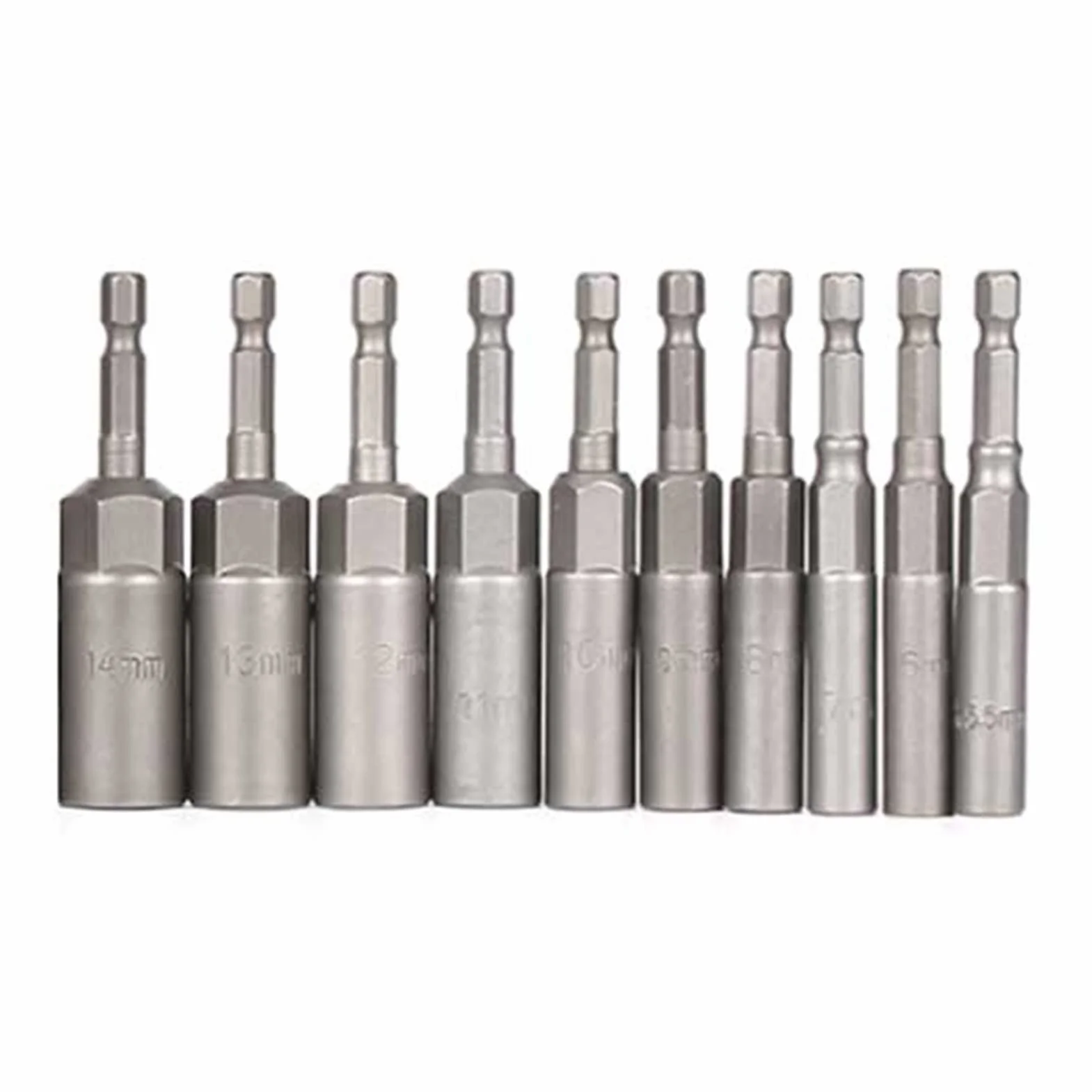 Adapter gniazdka sześciokrotnego, Zestaw 10 nasadek sześciokątnych 1/4 cala, głębokich, długich, 1/2-calowych, adapterów do wiertarek udarowych