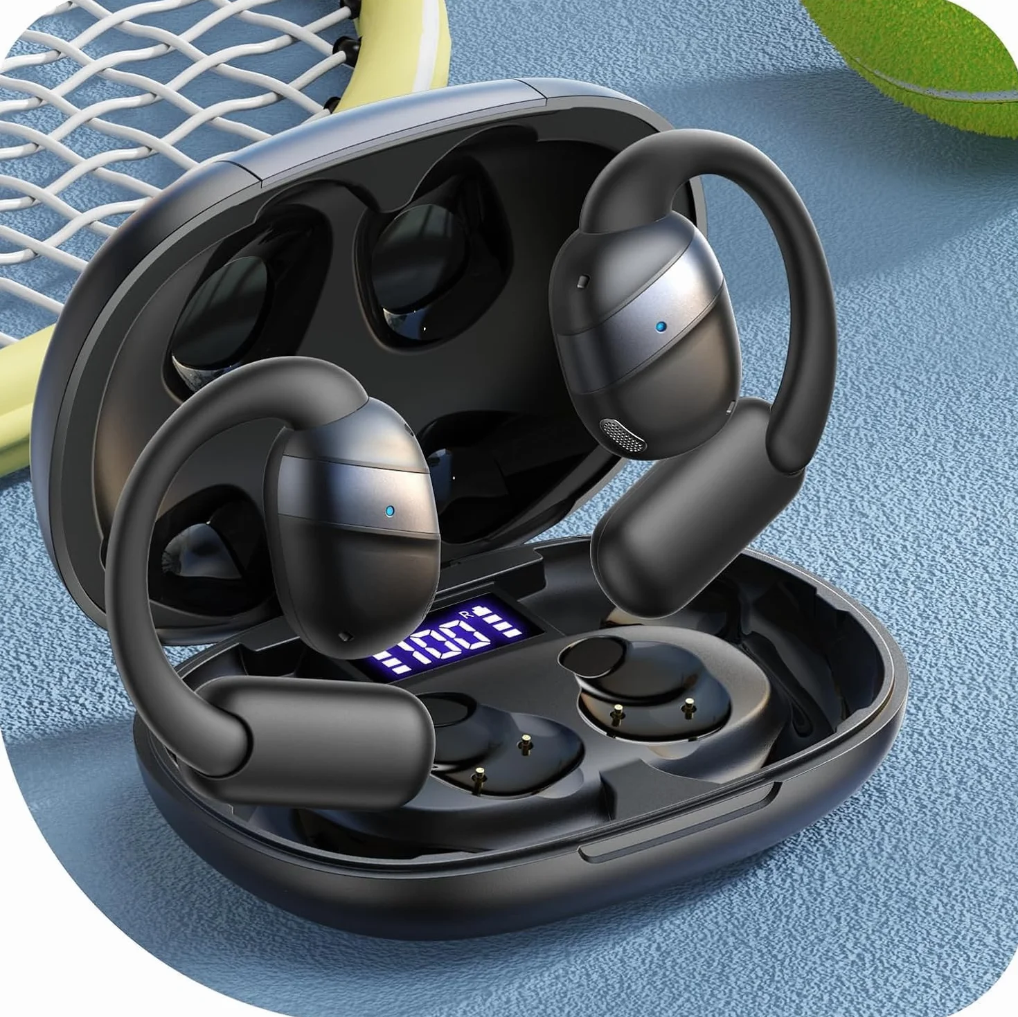 JOYROOM Słuchawki douszne Open Ear Bluetooth 5.4 cyfrowy wyświetlacz LED 50h odtwarzania wodoodporne IPX4