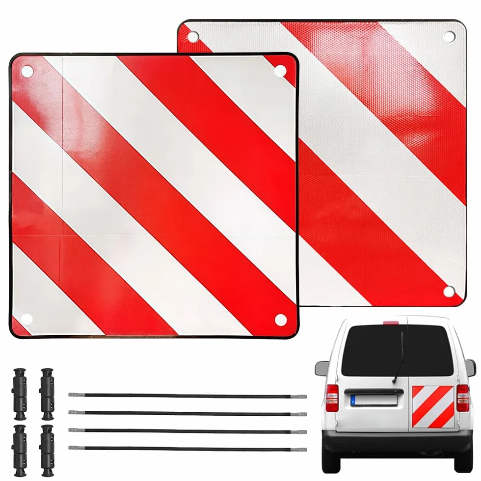 Tablica ostrzegawcza do bagażników rowerowych dla Włoch i Hiszpanii, 3w1 50x50 cm, aluminiowe tablice ostrzegawcze z 4 linami mocującymi do bagażników rowerowych, przyczep tylnych, przyczep