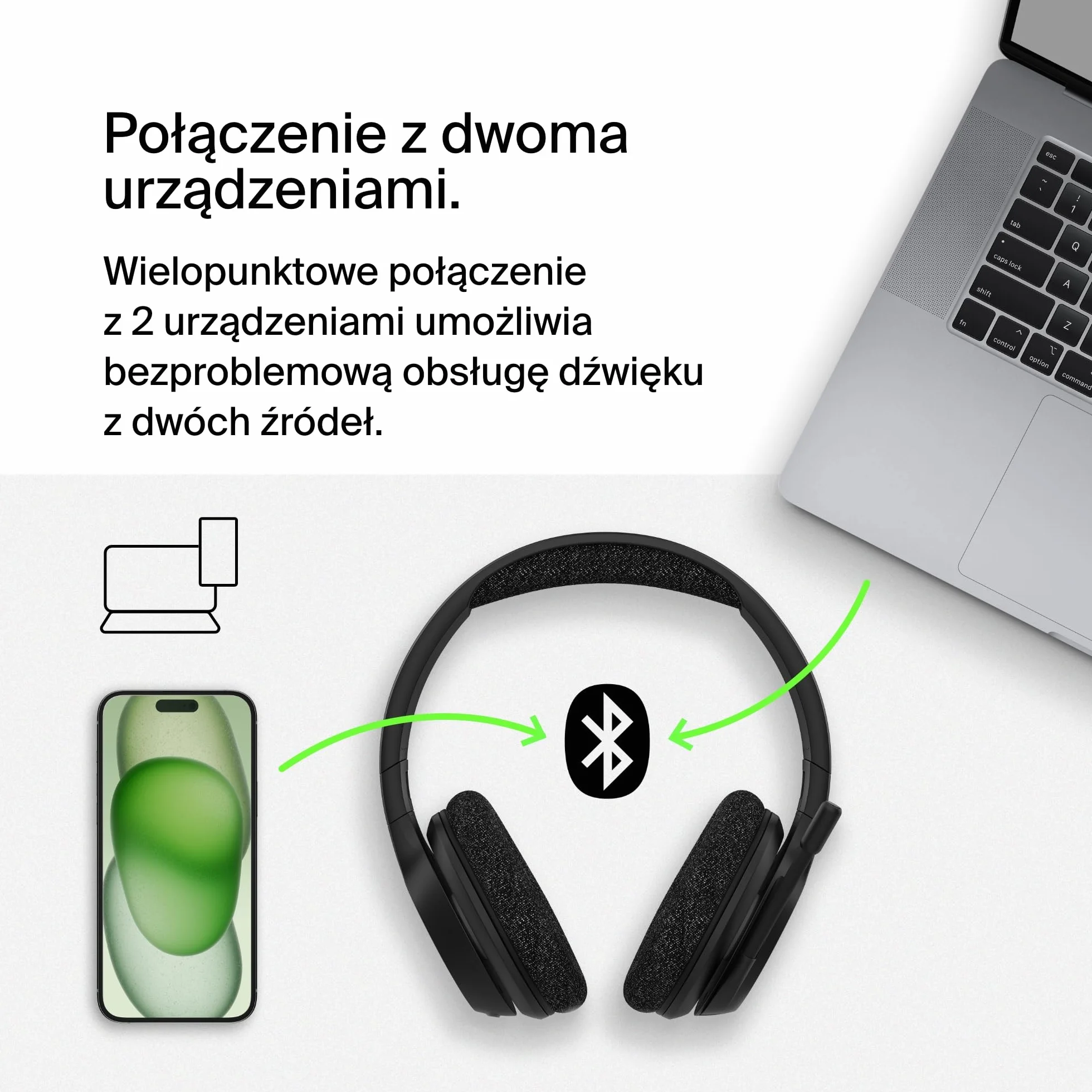 Belkin SoundForm Adapt Bezprzewodowe Słuchawki Bluetooth Nauszne z Mikrofonem, Multipoint, 65h Baterii, ENC